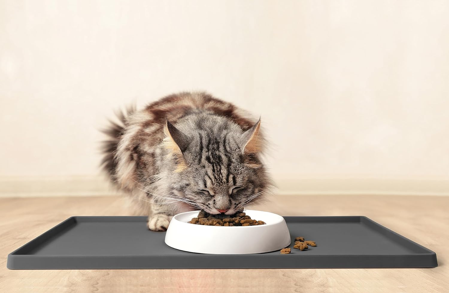 CatGuru Tapete de comida para gatos, tapete de alimentación pequeño y grande, mantel individual de silicona 100% impermeable para mascotas,