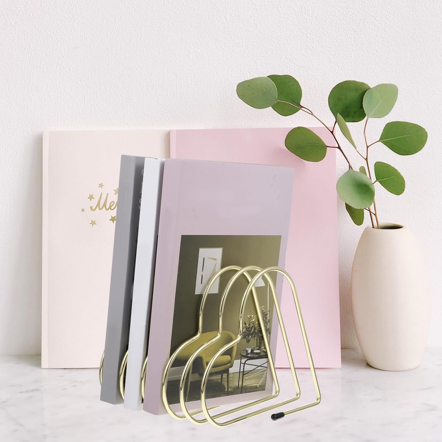NUOBESTY Estantes para libros con forma de corazón, sujetalibros de estudio, organizador de libros hecho a mano, soportes para libros de estudio,