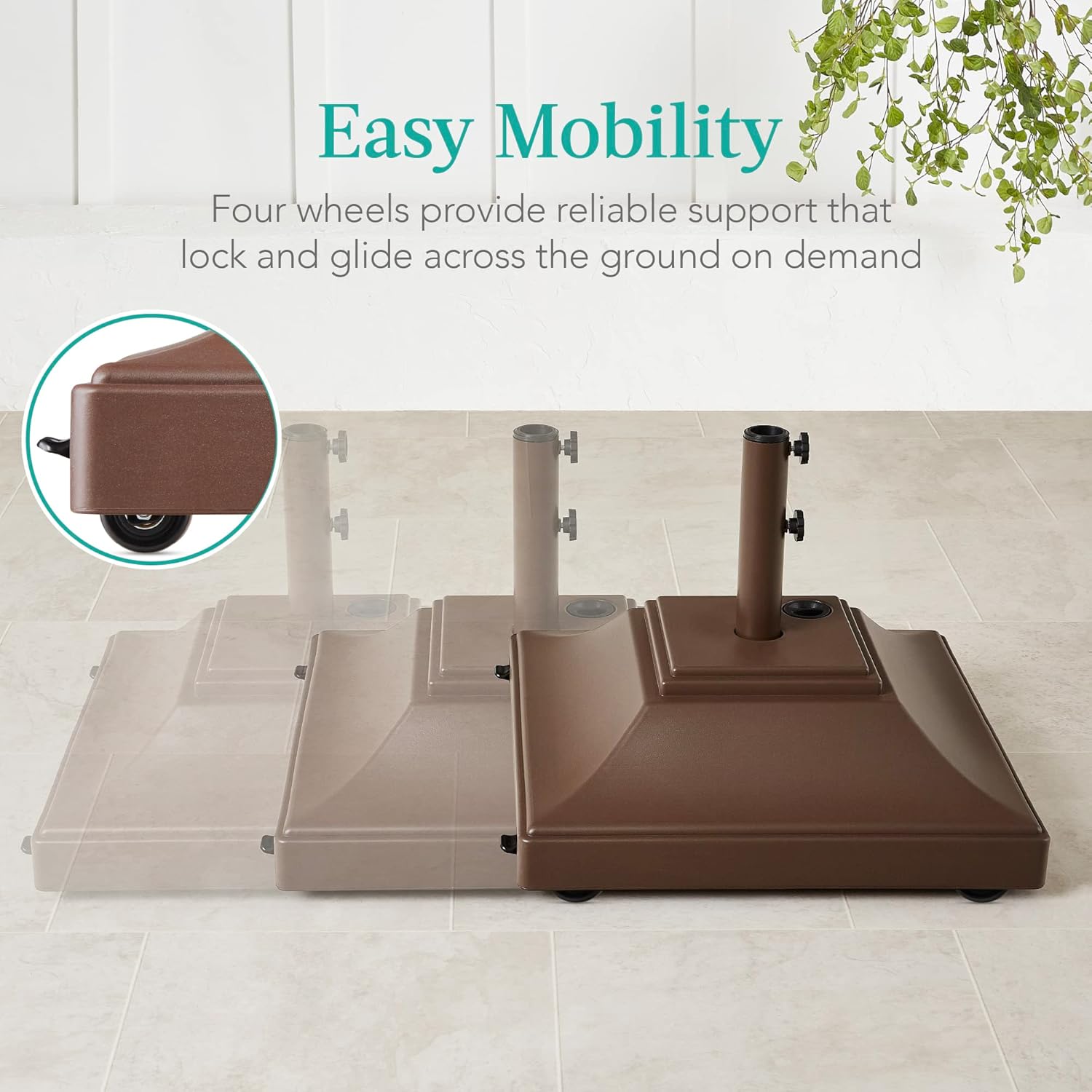 Best Choice Products Base de sombrilla móvil rellenable, base resistente, soporte de mercado cuadrado escalonado para patio, terraza, exterior con 4