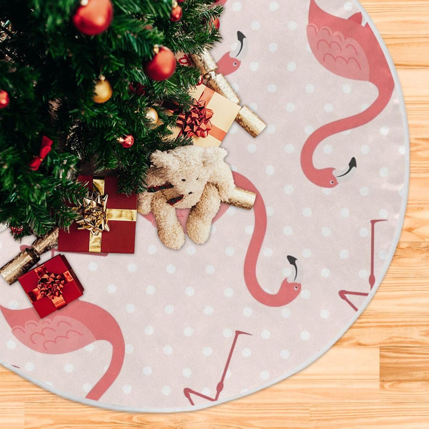Flamingos – Falda para árbol de Navidad, decoración navideña, falda moderna para árbol de Navidad