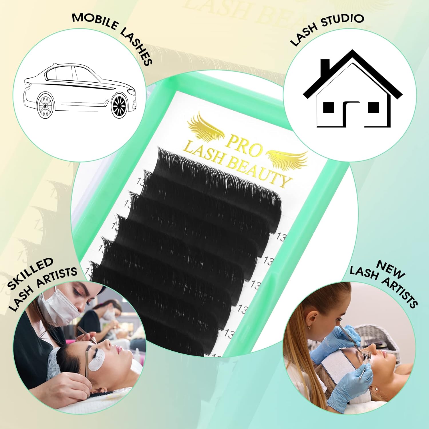 Extensiones de pestañas para dar volumen D-0.07-12, extensiones de pestañas de volumen de abanico de fácil aplicación, extensiones de pestañas de