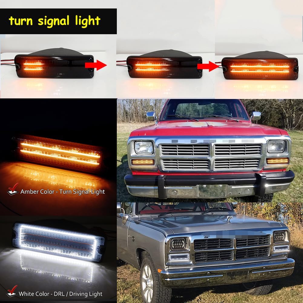 Para Dodge D150, D250, D350, W150, W150, W150, W250e, W350 Ramcharger, 1991 Dodge D150S, W150S Luces direccionales de estacionamiento delanteras