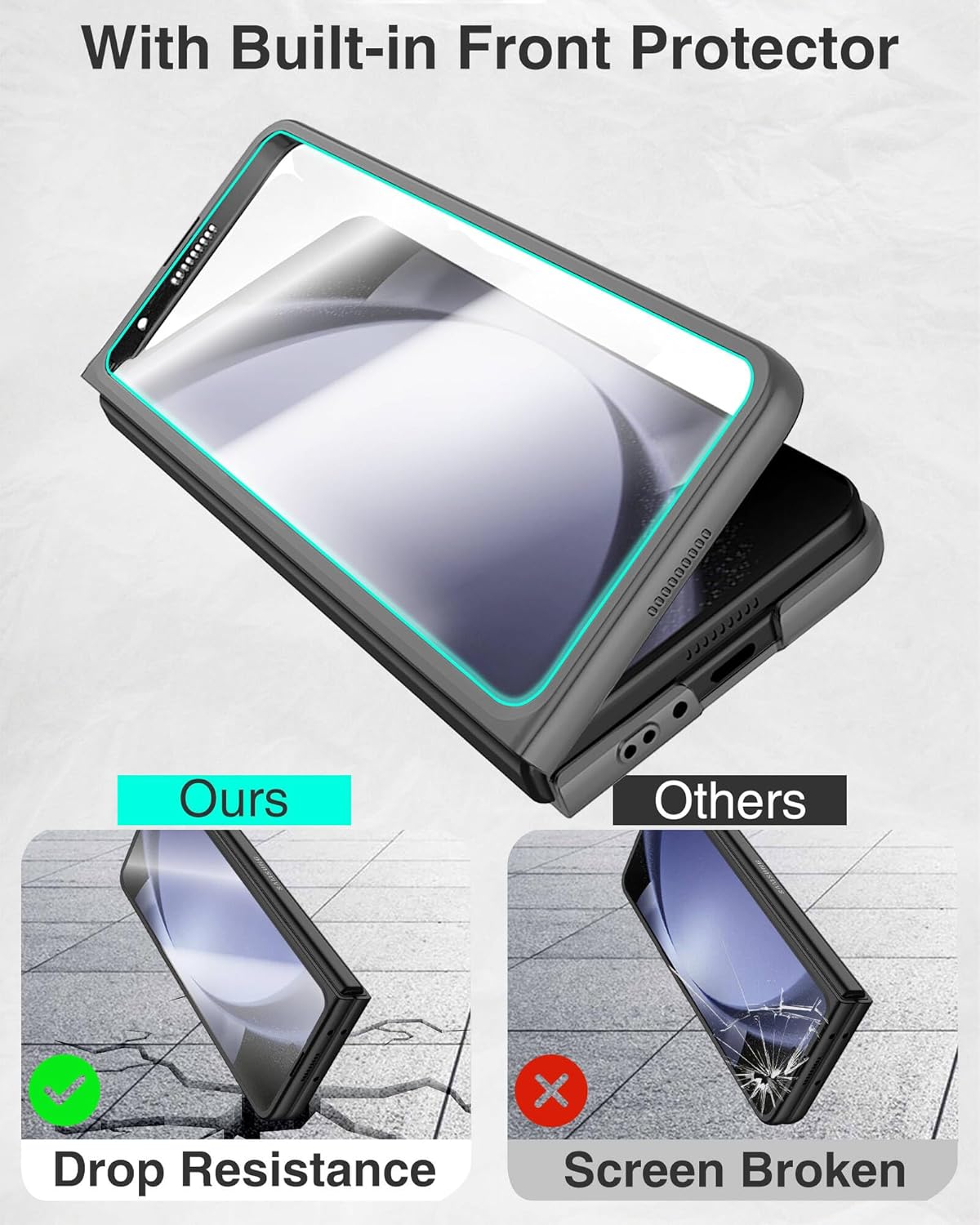 Funda para Samsung Galaxy Z Fold 5, cubierta de cuerpo completo con protector de pantalla integrado, ultra delgada, a prueba de golpes, arañazos,