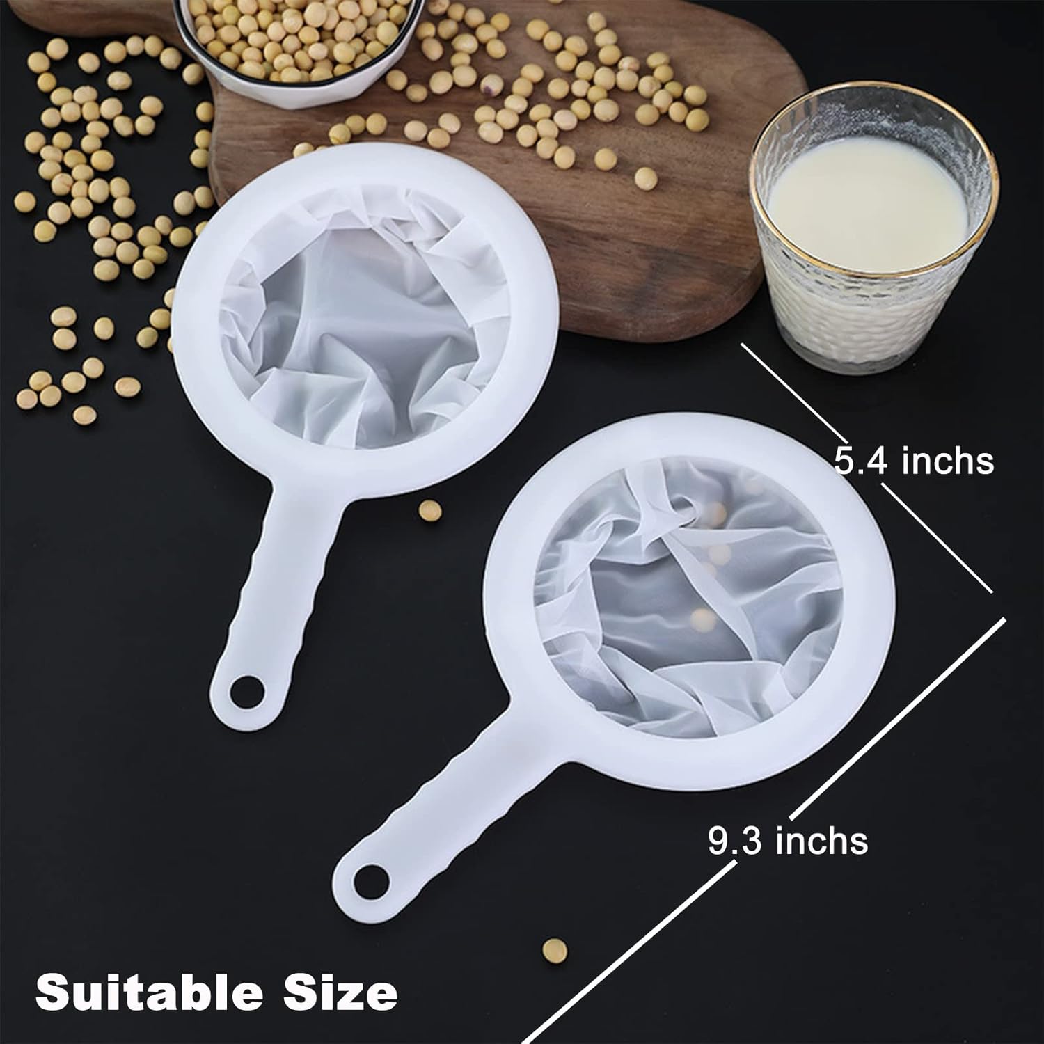 AODERTI Coladores de malla para cocina, colador de nailon ultrafino de 5.4 pulgadas, pequeño tamiz de plástico de malla fina con asa, herramientas