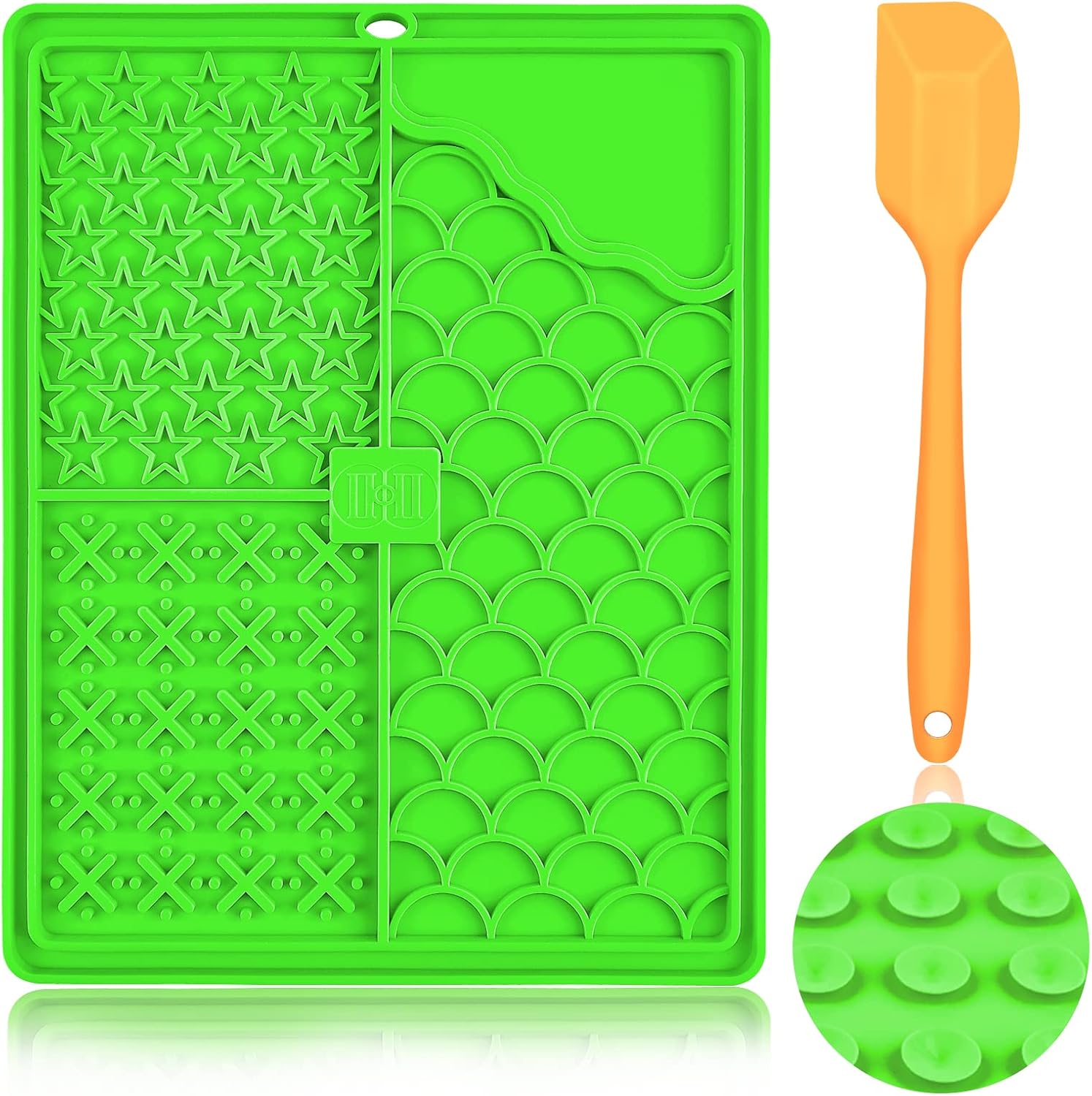 CIICII Tapete grande para lamer perros y gatos, tapete de silicona para lamer perros de 10.3 x 8.3 pulgadas con ventosas (tapete verde para lamer