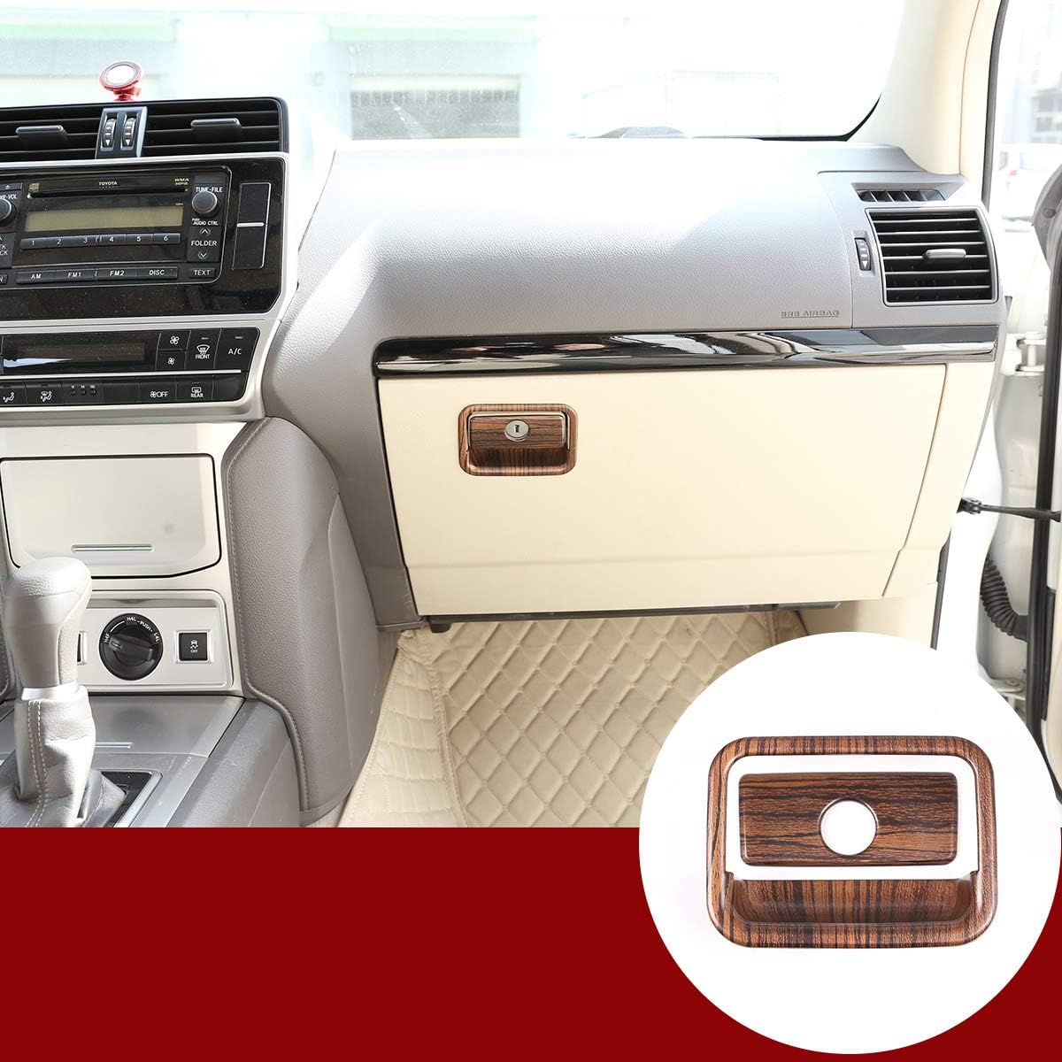YIWANG ABS cromado para Toyota Land Cruiser Prado FJ150 150 LC150 2010-2019 Accesorios de moldura de cubierta de guante interior de automóvil (grano