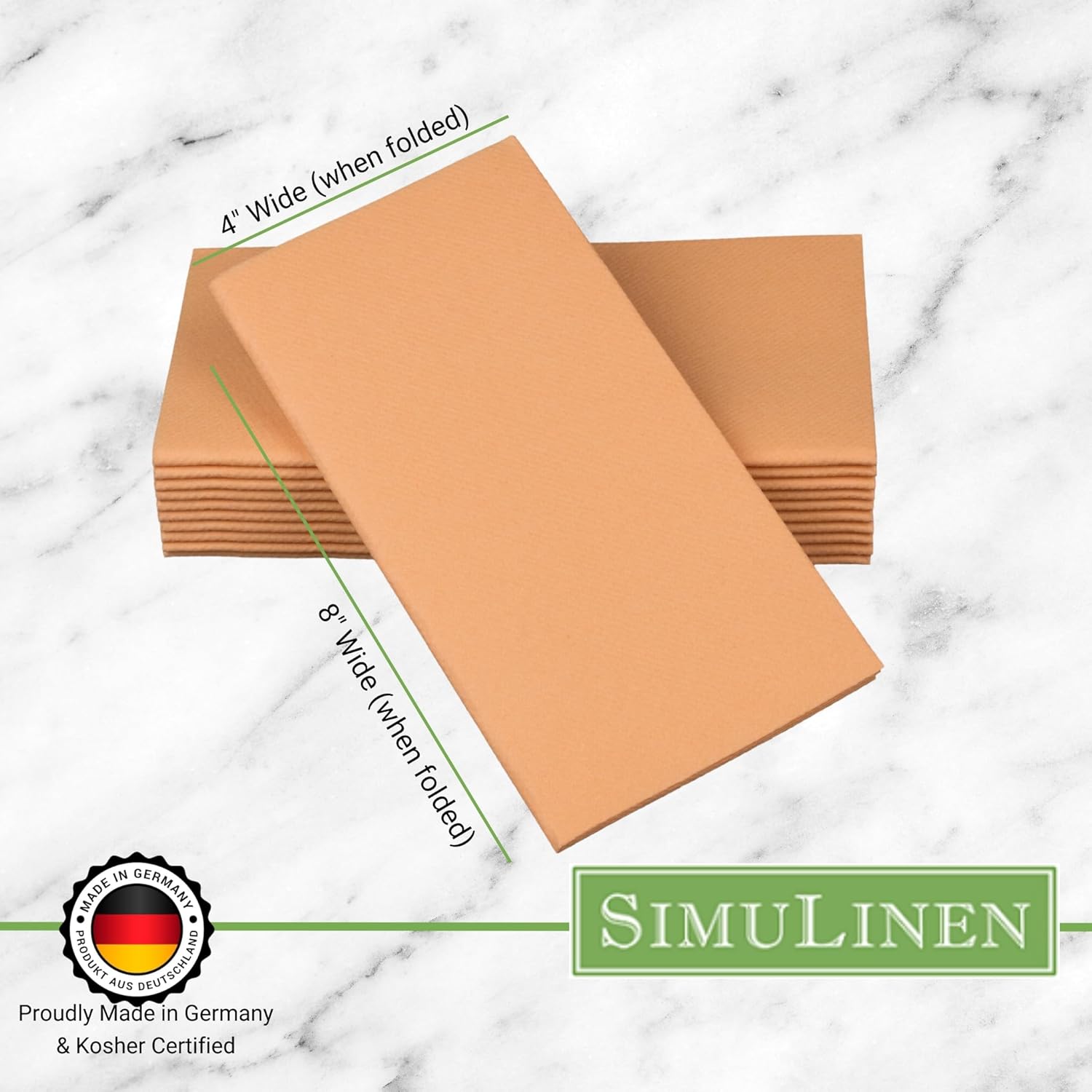 SimuLinen Servilletas de cena de albaricoquemelocotón desechables y decorativas – Servilletas de cena con tacto de lino, similar a la tela y KOSHER