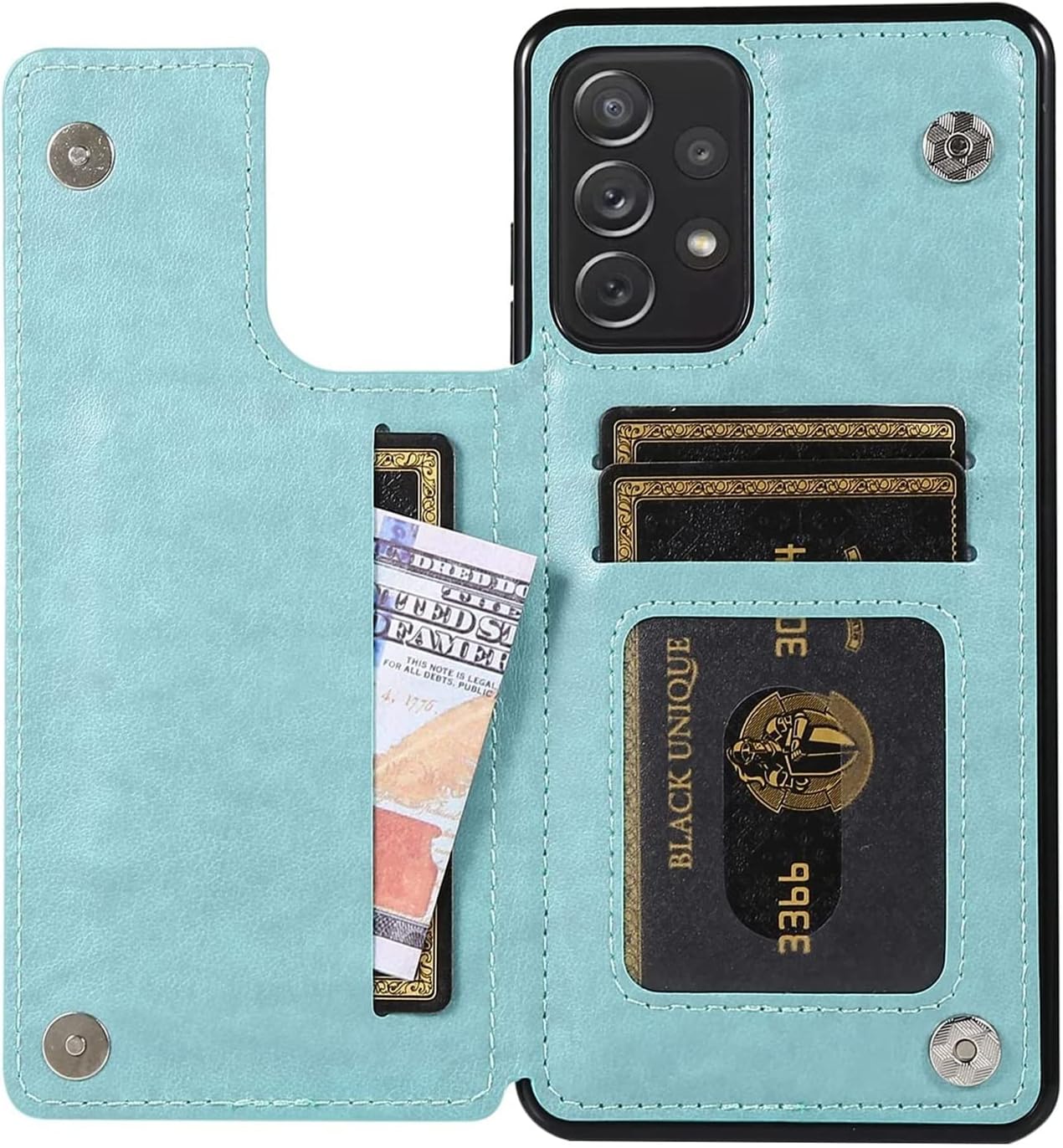 Anyisposs Funda de teléfono para Samsung Galaxy A52 5G  4G Funda tipo cartera con protector de pantalla de vidrio templado, ranuras para tarjetero,