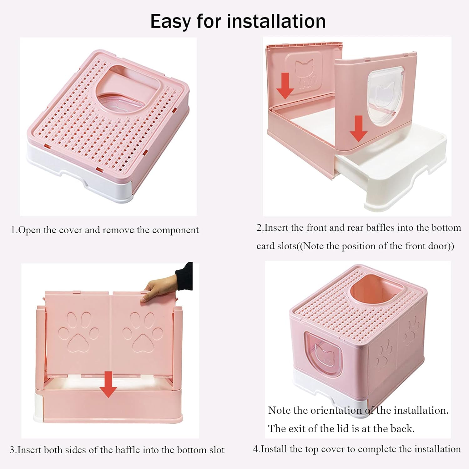 kathson Caja de arena grande plegable para gatos con tapa, orinal cerrado para gatos con cajón de entrada superior, suministros de inodoro para