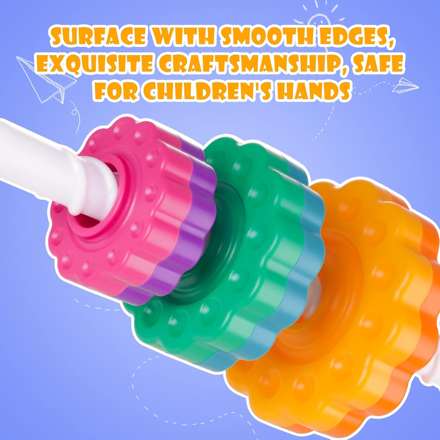 Juguete giratorio apilable para niños, torre arco iris, ruedas giratorias de doble color, plástico ABS fuerte sin BPA, educación temprana, diversión