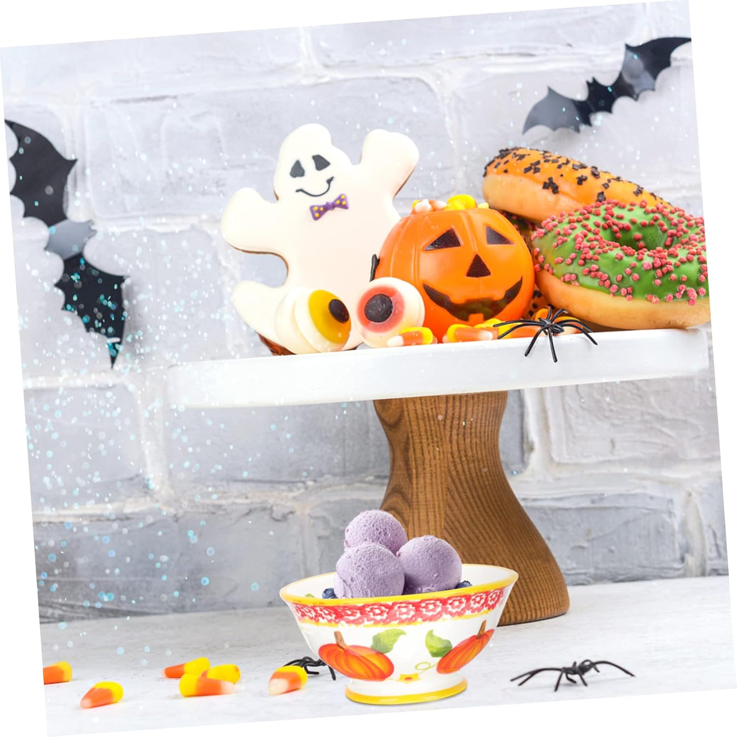 HOMSFOU Juego de vajilla japonesa con tapa hermética, recipiente de caramelo de otoño, cuenco de cerámica para frutas, cuenco de calabaza creativo,