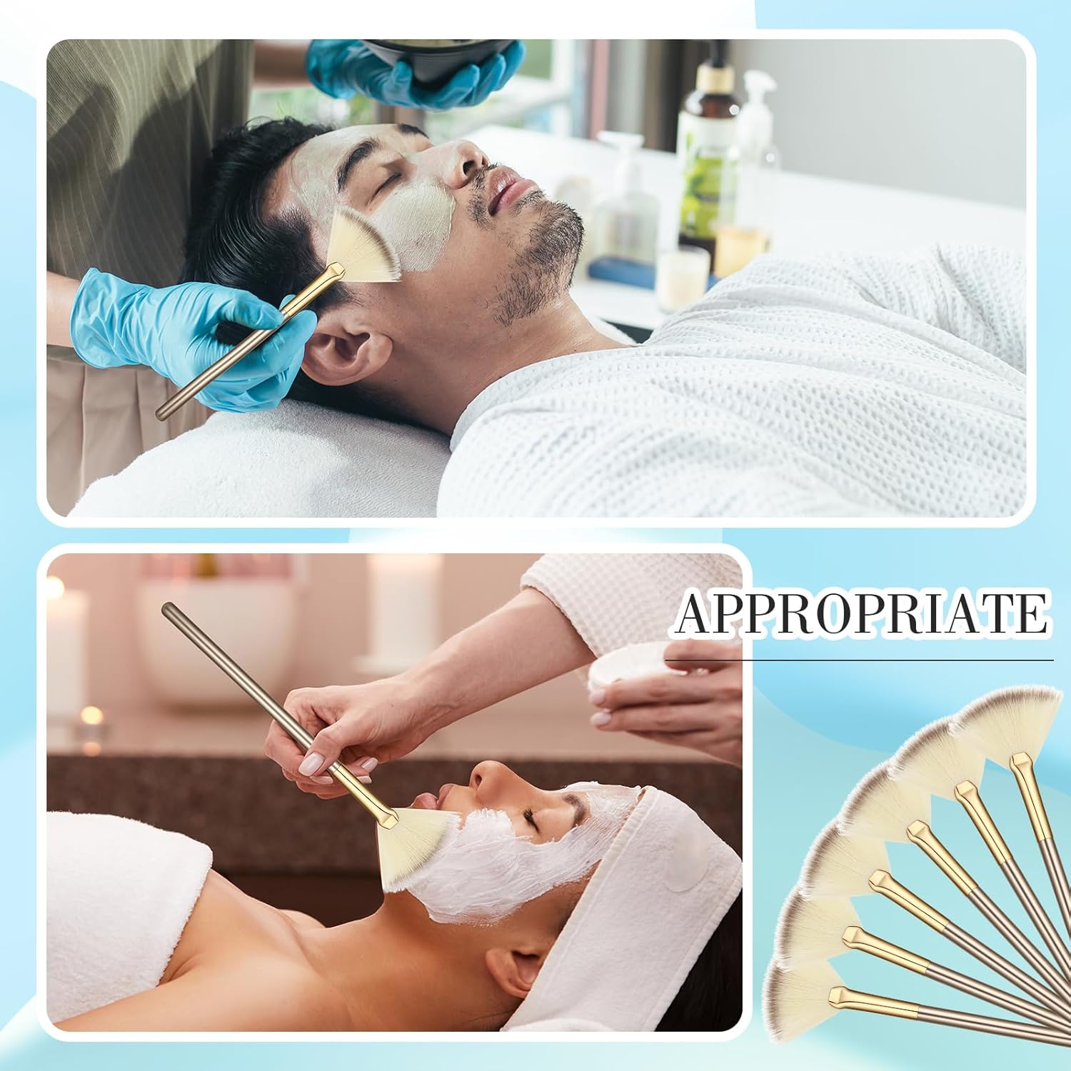 12 brochas suaves para abanicos faciales, rubor, brochas de maquillaje, aplicador de ácido, herramientas cosméticas multiuso para máscara de