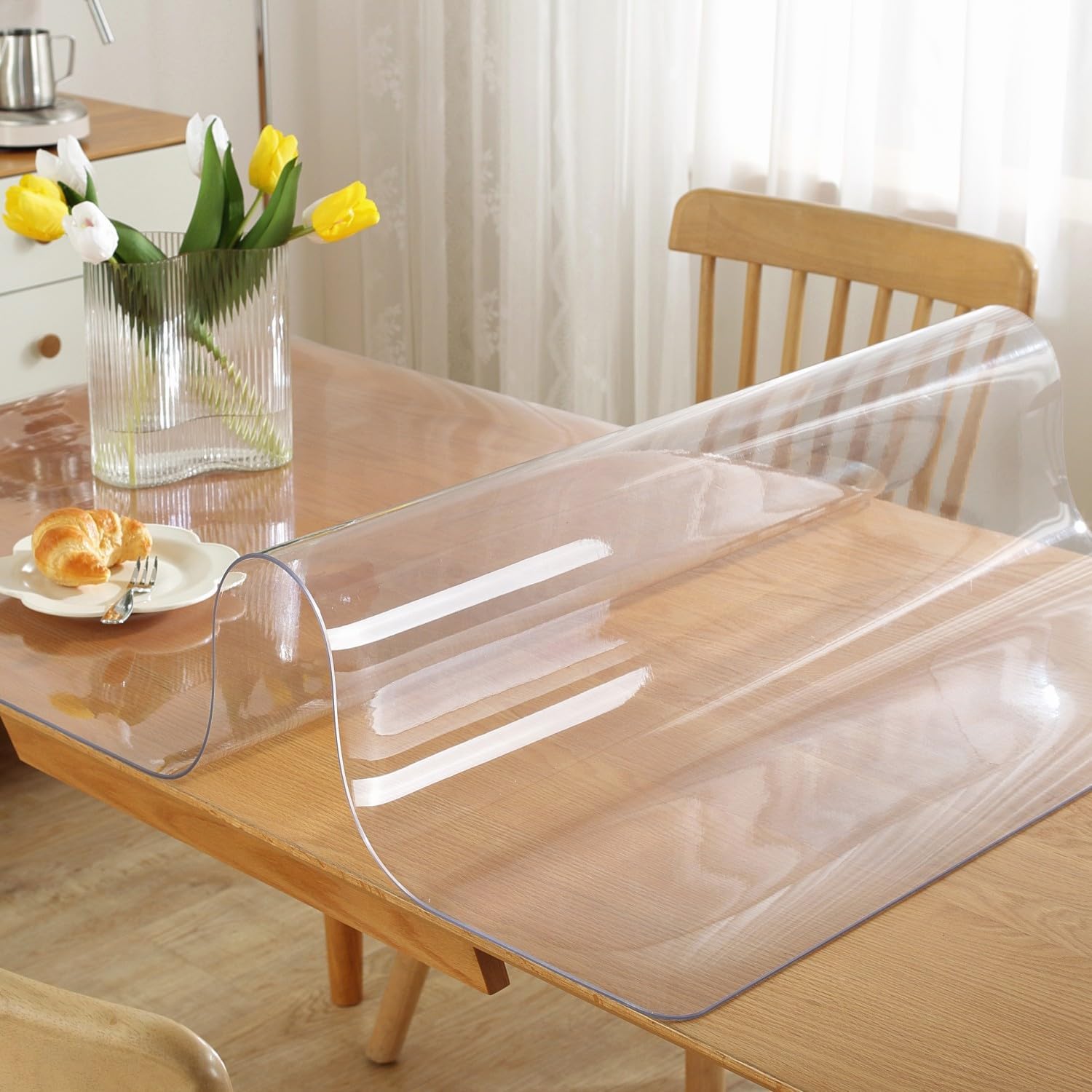 OstepDecor – Protector de mesa de plástico transparente de cloruro de polivinilo (PVC), 116de pulgada de grosor, 35.4 x 59pulgadas, para mesa de