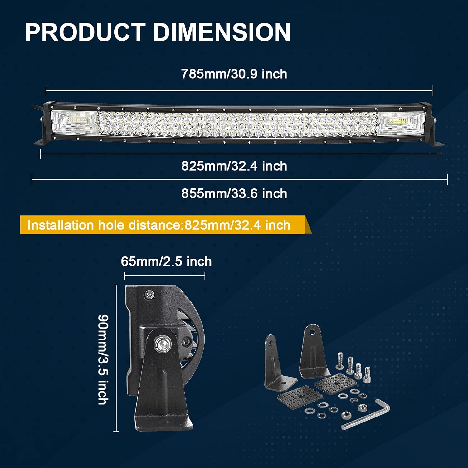 SKYWORLD 32 inch LED Work Light Bar 405W Curved Flood Spot Combo Beam LED Work Lights 6000K with Wiring Harness Kit for Car Truck Offroad Driving