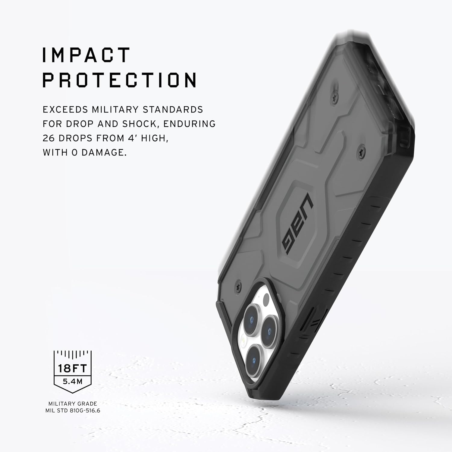 URBAN ARMOR GEAR UAG – Funda compatible con iPhone 15 Pro Max de 6.7 pulgadas, Pathfinder plateado con imán integrado compatible con carga MagSafe,