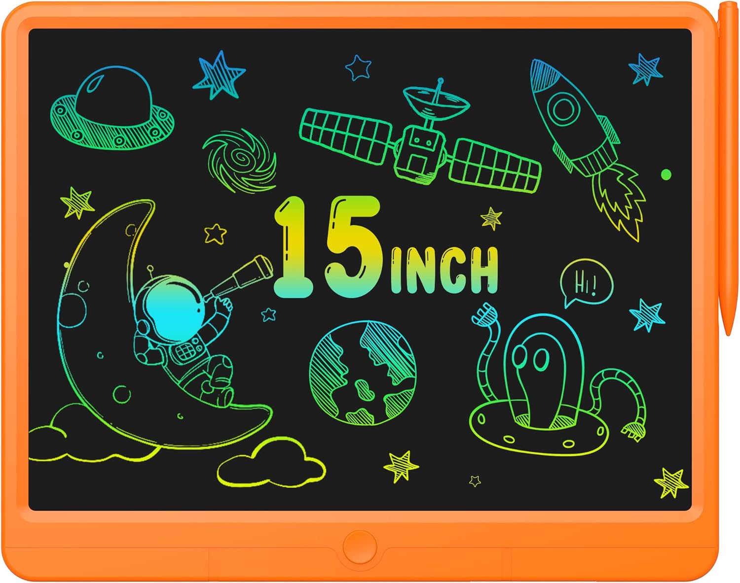 GIGART Tableta de escritura LCD para niños, tableta de dibujo de 15 pulgadas para niños, colorida tabla de dibujo borrable, regalos educativos de