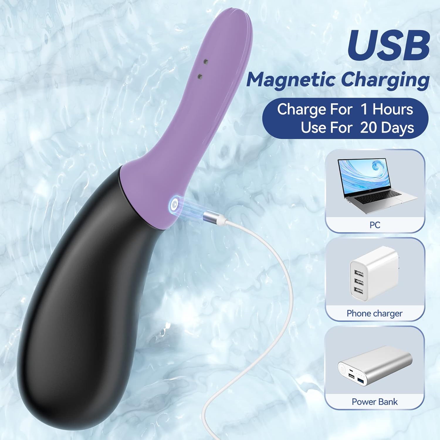 Ducha eléctrica para mujer  Bombilla de enema automática para hombres con 3 ángulos de ajuste  Kit de limpieza recargable con lavable a alta