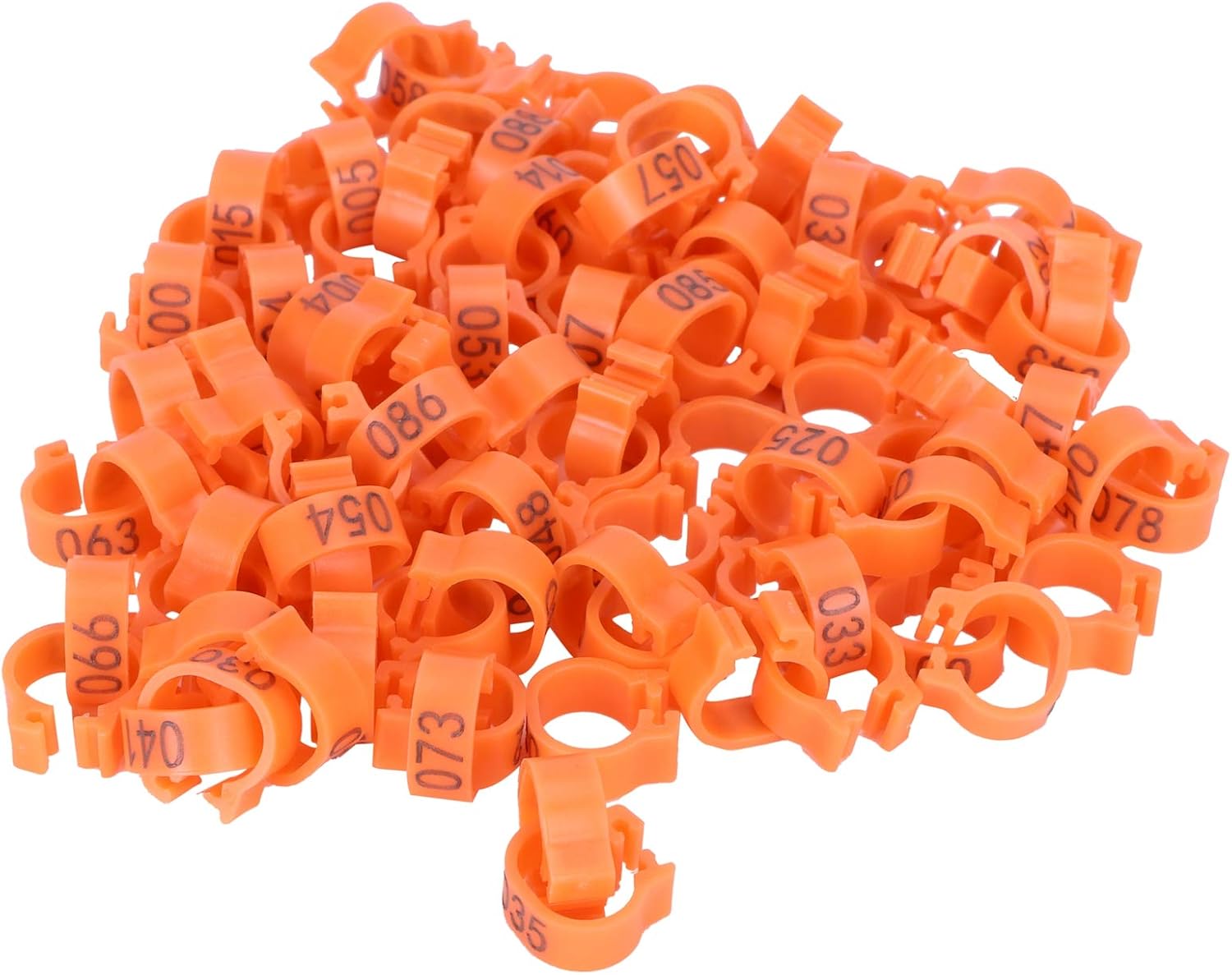 Fydun 100 anillos de pie de pájaros, número de identificación de pierna Ba aves de corral Clip RingOrange (naranja)