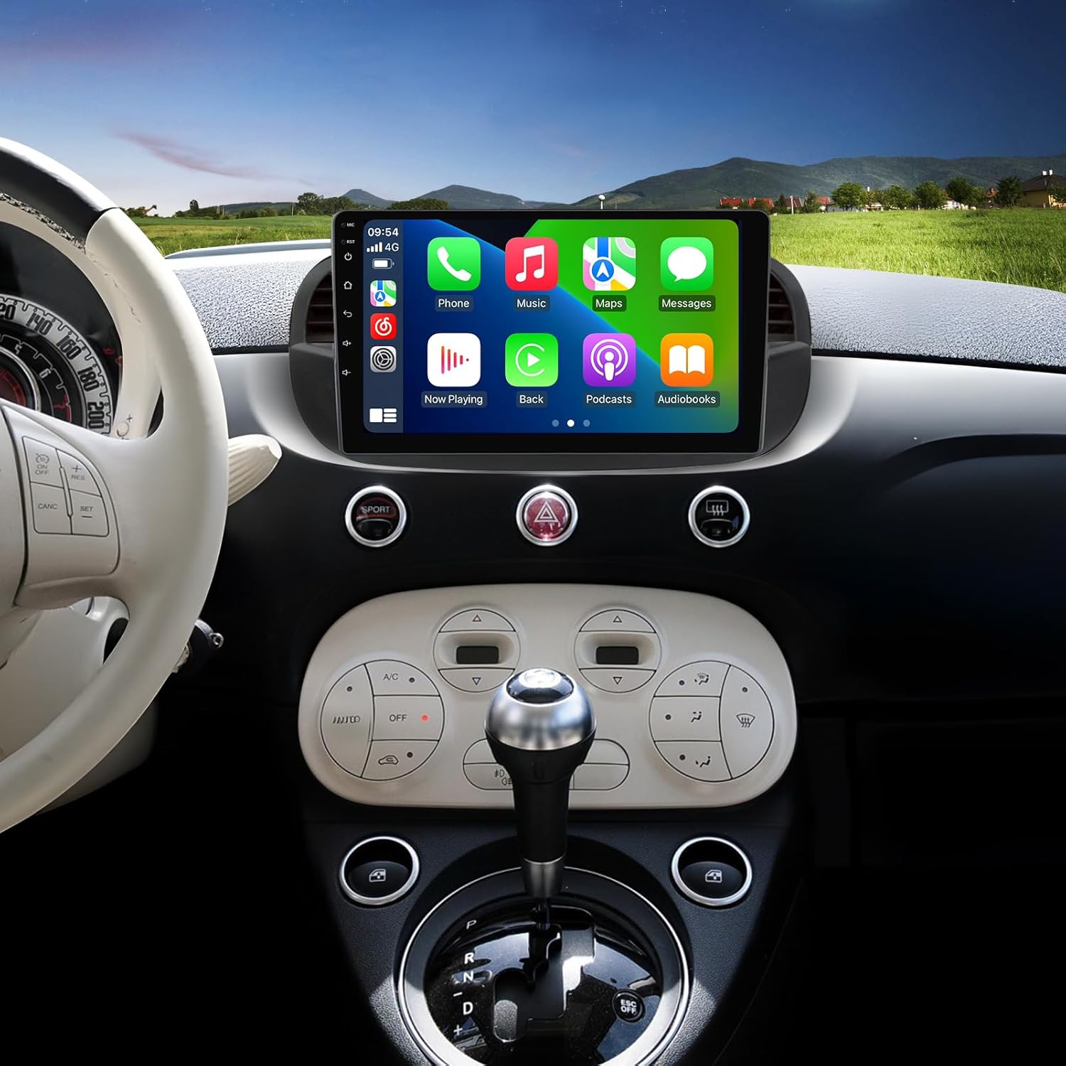 1280 x 720 Andorid 12 8 Core 2+32GB Radio para Fiat 500 500C 2007-2015 Kit de reemplazo estéreo de tablero de 9 pulgadas, pantalla táctil IPS