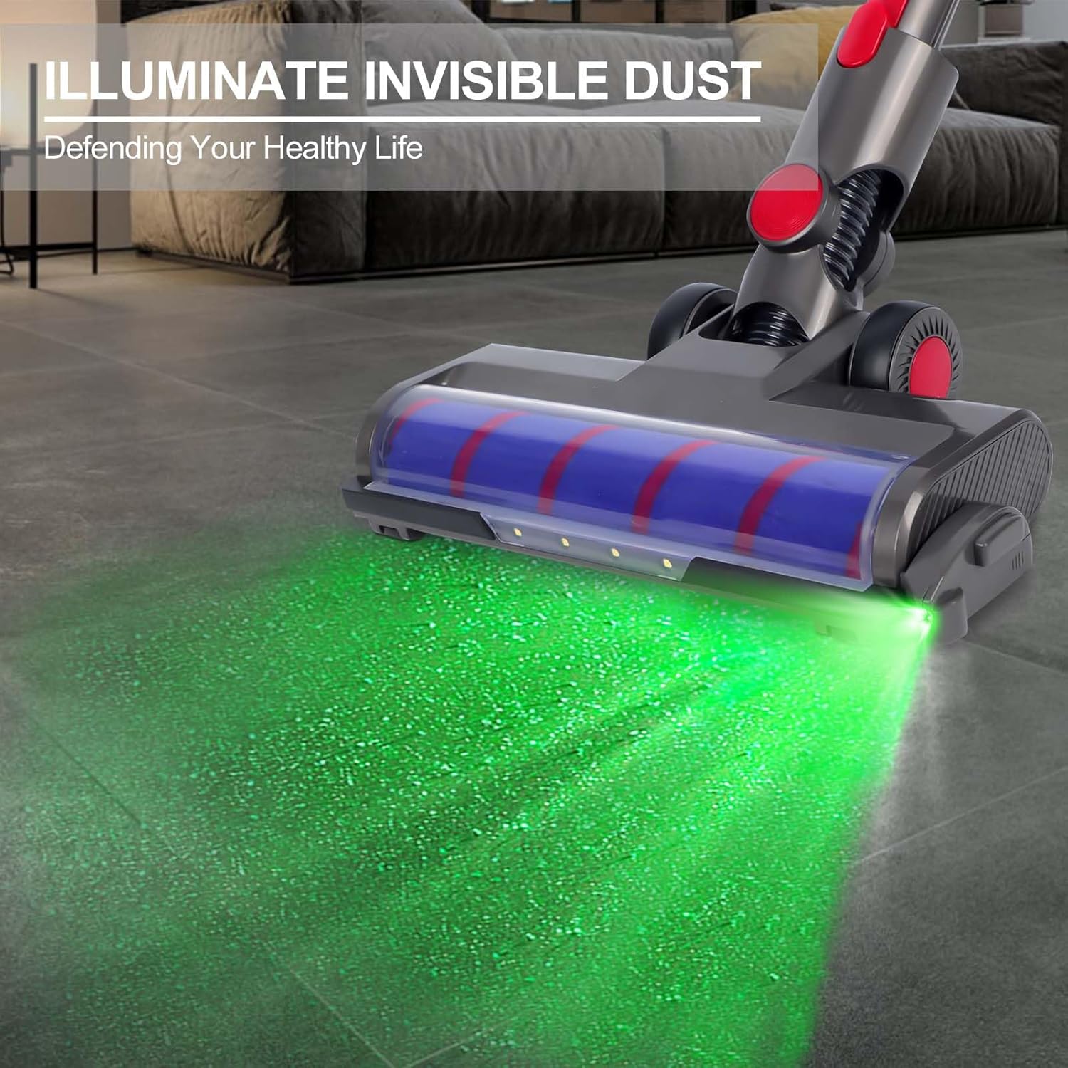 Lámpara LED con pantalla de polvo para aspiradora, revela polvo microscópico e ilumina pelo invisible de mascotas, piel de gato, perro, accesorios