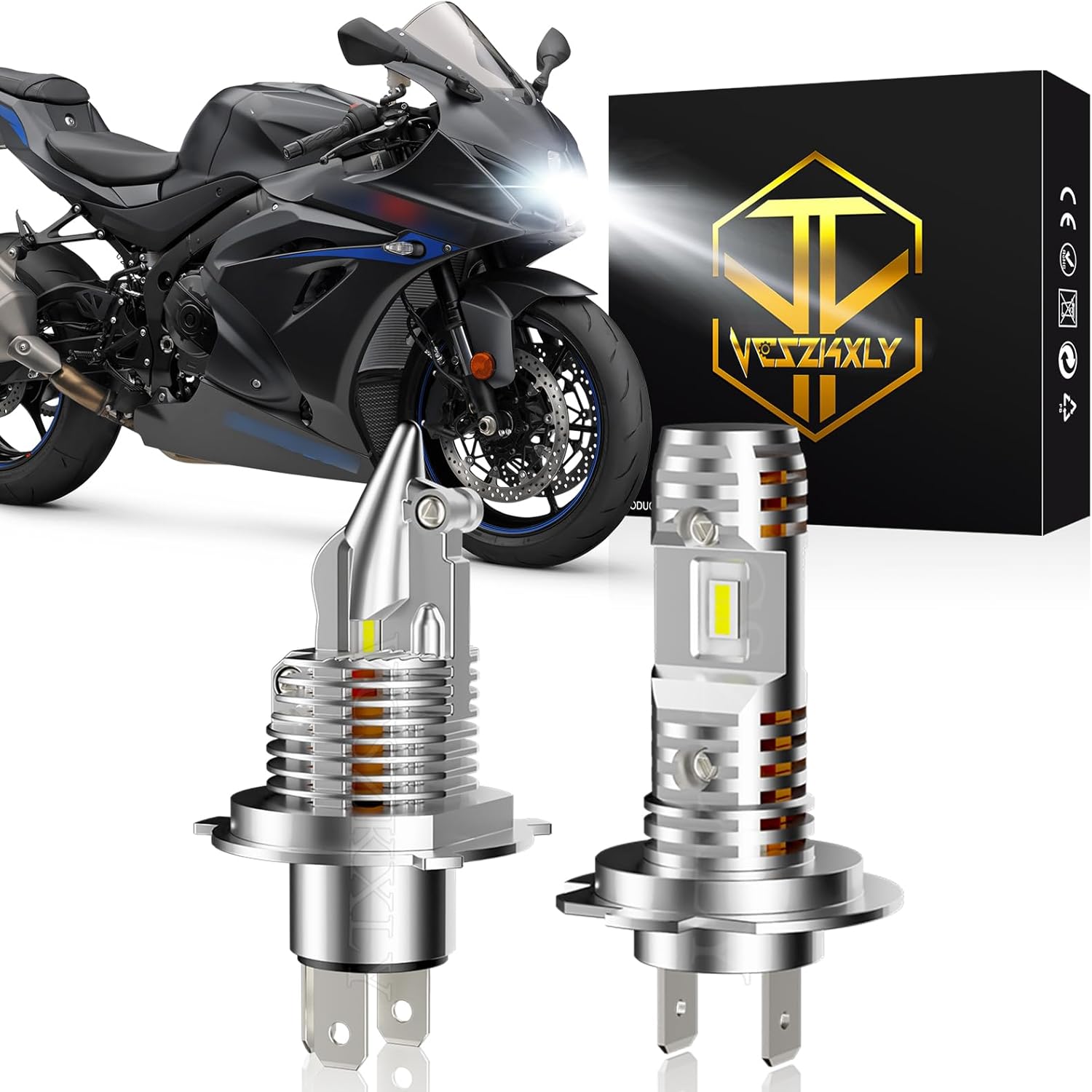 Compatible con 2004 2005 Suzuki GSXR 600 7502003 2004 Suzuki GSXR 1000 bombillas para faros delanteros de haz alto y bajo, kit de bombillas H4 H7,