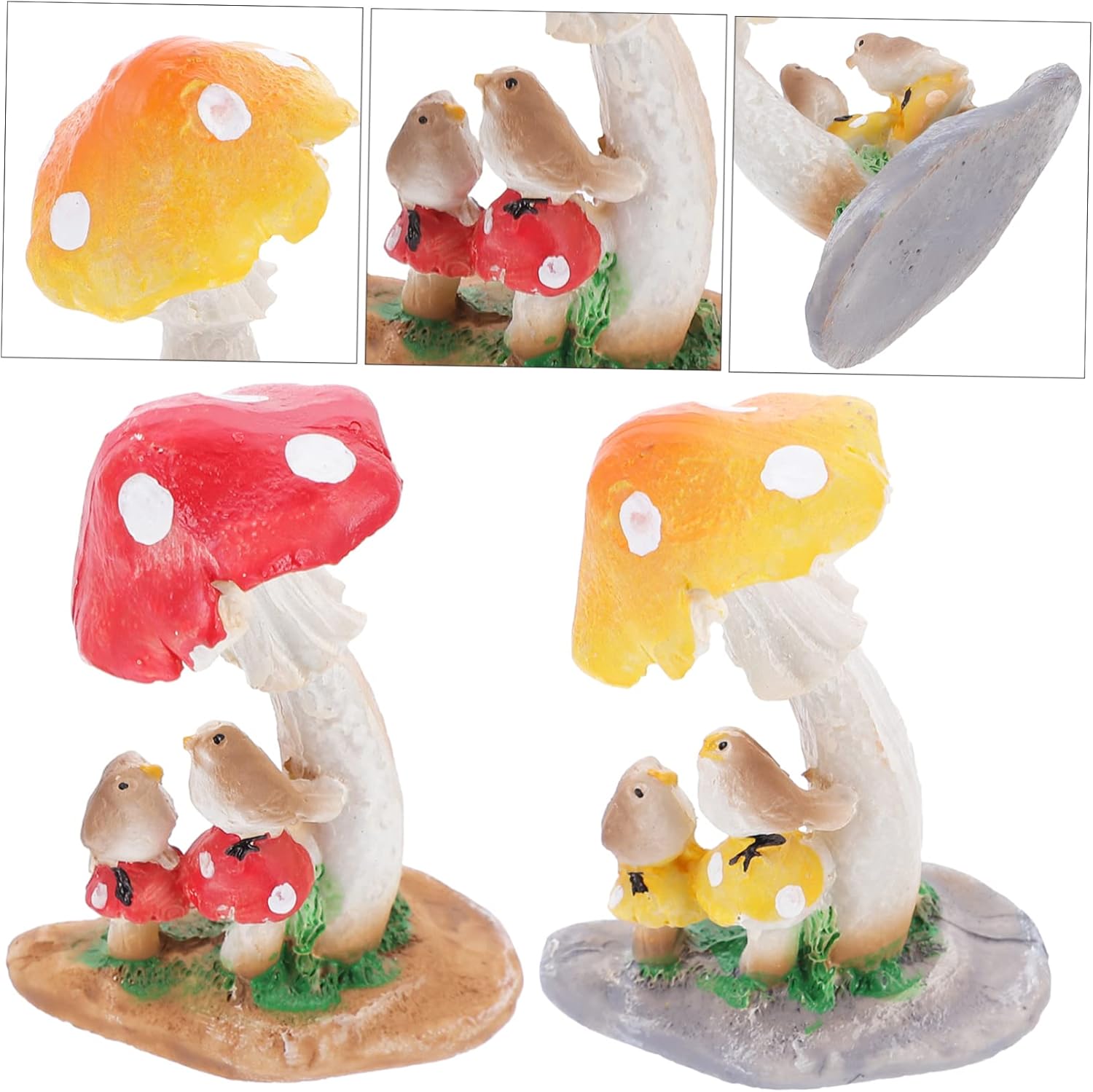 IMIKEYA 12 Pcs Mushroom Ornament Mushroom Desktop Decor Mushroom Figurines Landscape Plant Mushrooms Miniature Car Decoration Small Mushroom Bird