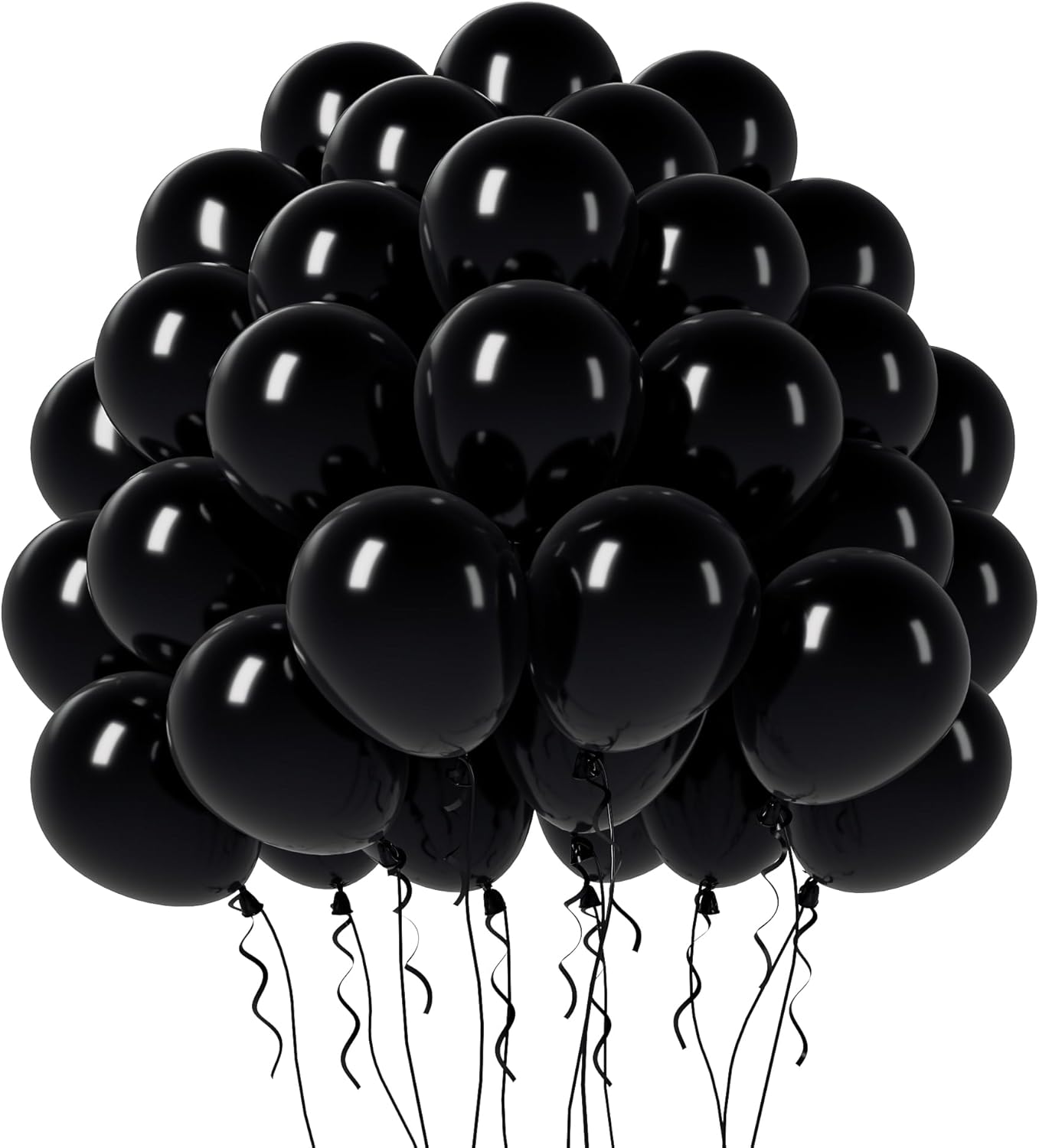 80 globos negros de 12 pulgadas, globos de látex negros para cumpleaños, graduación, baby shower, día del padre, boda, Halloween, decoración de