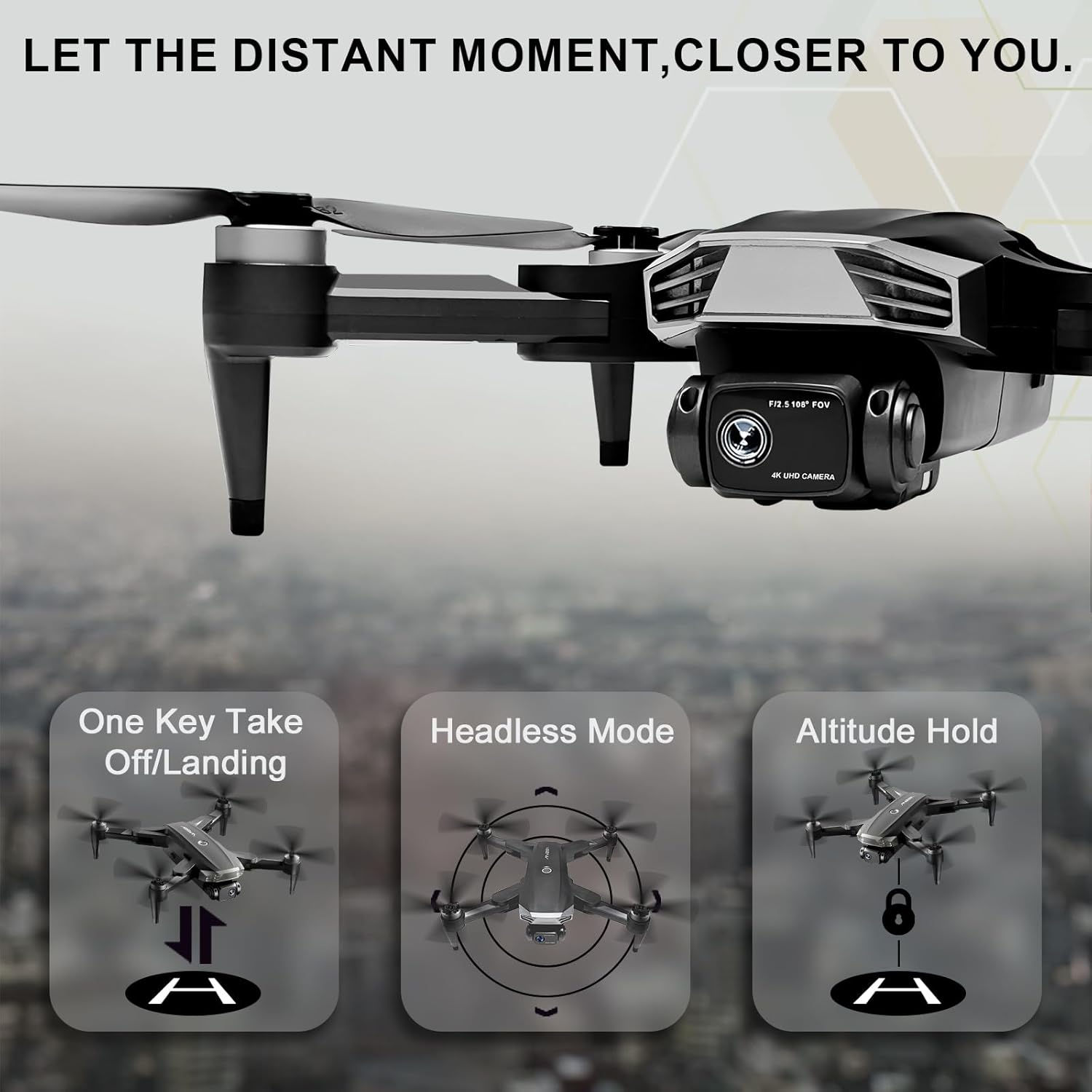 Drones con cámara para adultos 4K  Juguetes regalos para niños, adultos, principiantes  RC Quadcopter WiFi FPV Live Video, plegable, funda de