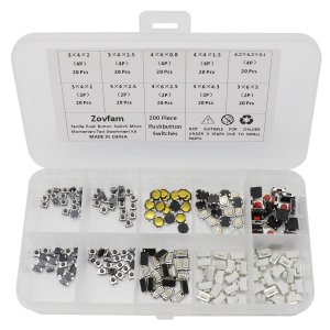 Juego surtido de 200 piezas de 10 botones táctiles de valor micro momentáneo Juego surtido de 200 piezas de 10 botones táctiles de valor micro momentáneo