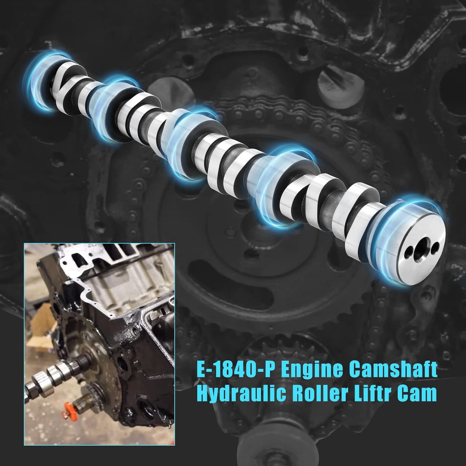 E-1840-P Árbol de levas de motor de 0.585 pulgadas.585 pulgadas Etapa 2, leva de elevación de rodillos hidráulicos compatible con 1997-2007 G.M LS