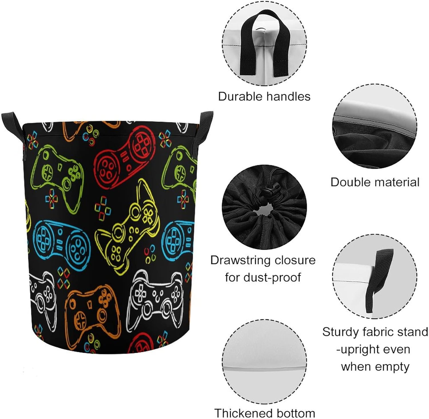 Cesta de lavandería para niños, controlador de juegos, ropa sucia, canasta pequeña para ropa sucia, joystick de neón, plegable, impermeable,