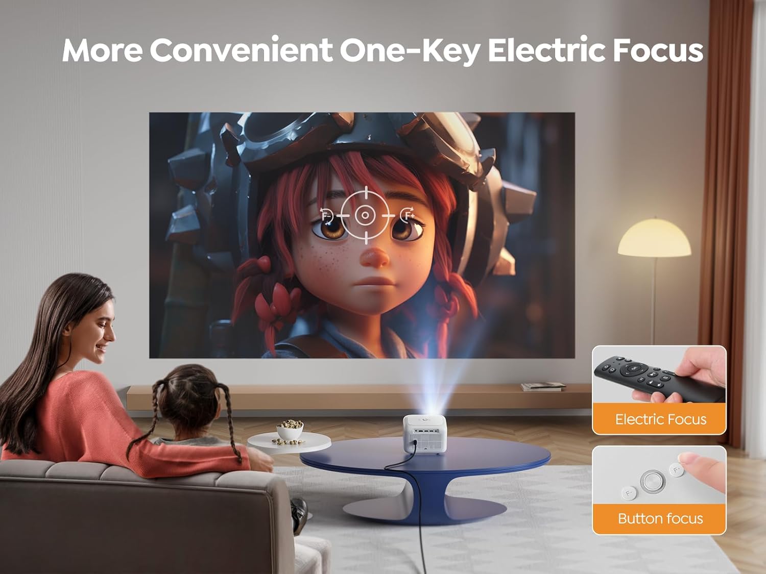 Enfoque eléctrico Mini proyector con WiFi 5G y Bluetooth 5.2, YABER 18000 lúmenes 1080P proyector para exteriores compatible con corrección