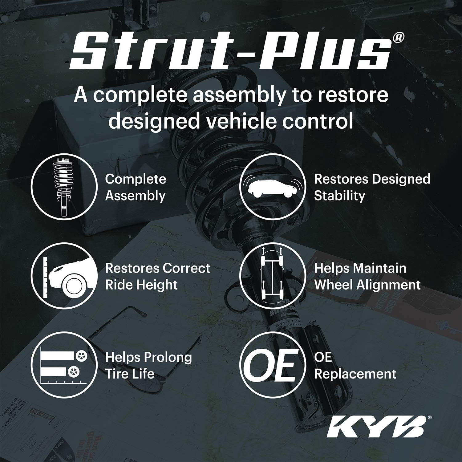 KYB SR4272 Strut-Plus – Conjunto completo de unidad de esquina -puntal, montaje y resorte, paquete de 1
