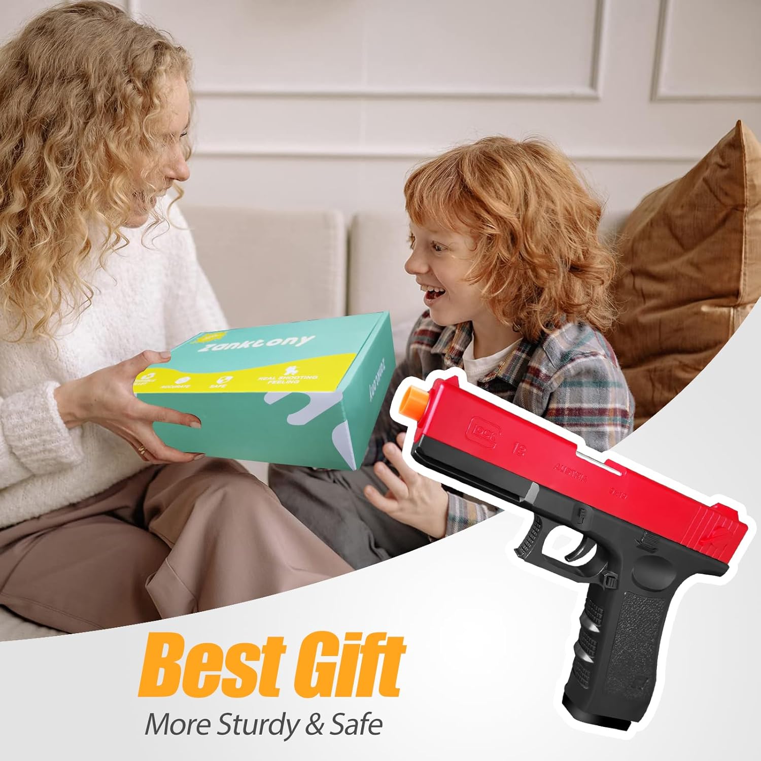 Pistola de juguete de bala suave  Blaster con expulsión de conchas  Caja de regalo resistente e ideal para regalo de cumpleaños de Navidad, para