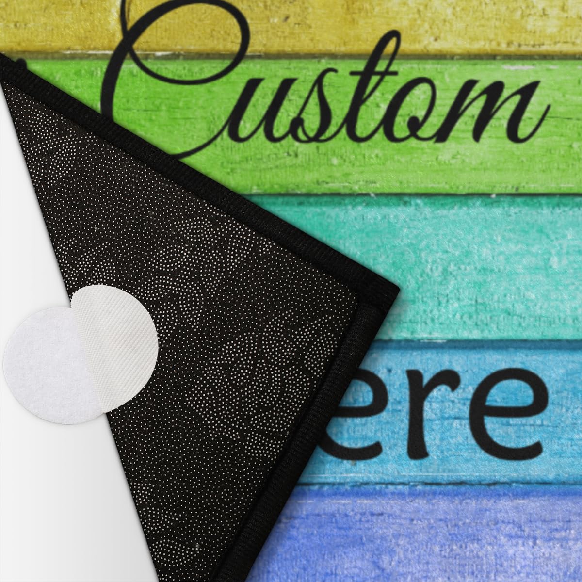 FZDXZJJ Tapete de puerta semicircular personalizado con estampado de patas, diseño de arco iris, texto personalizado de bienvenida para exteriores,