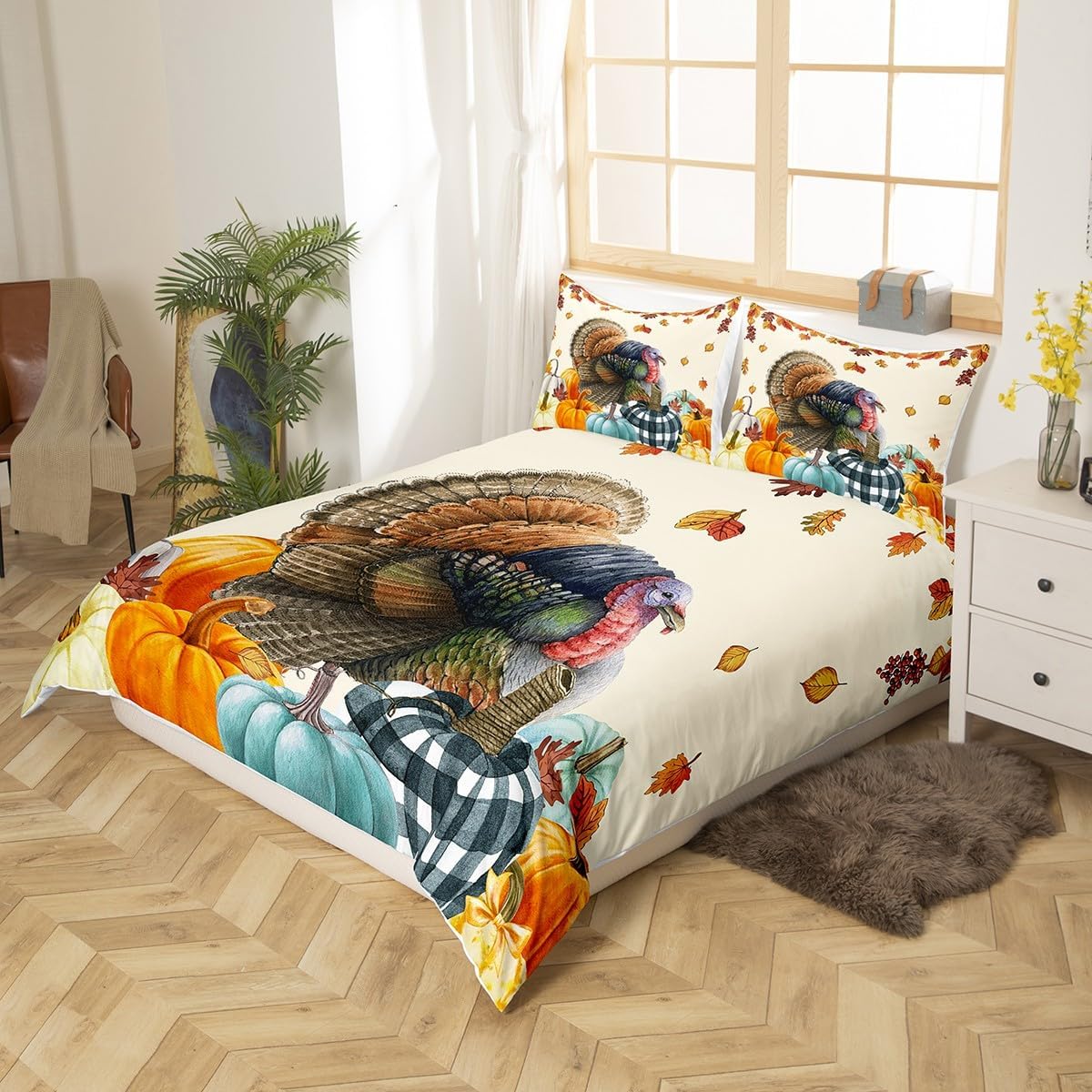 Funda de edredón de cosecha de otoño, tamaño King, regalos para el día de Acción de Gracias para niños, niñas y mujeres, decoración de otoño, juego
