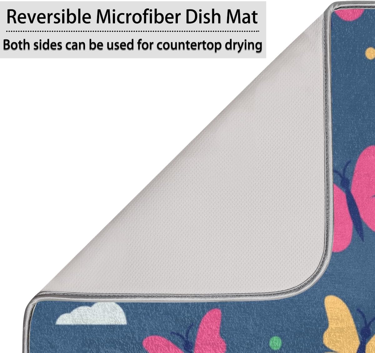 Butterfly Brilliance Premium Dish Drying Mat for kitchen counter – Absorbent Polyester Fabric, Non-Slip Backing – Ideal for Kitchen Counters – 18×24