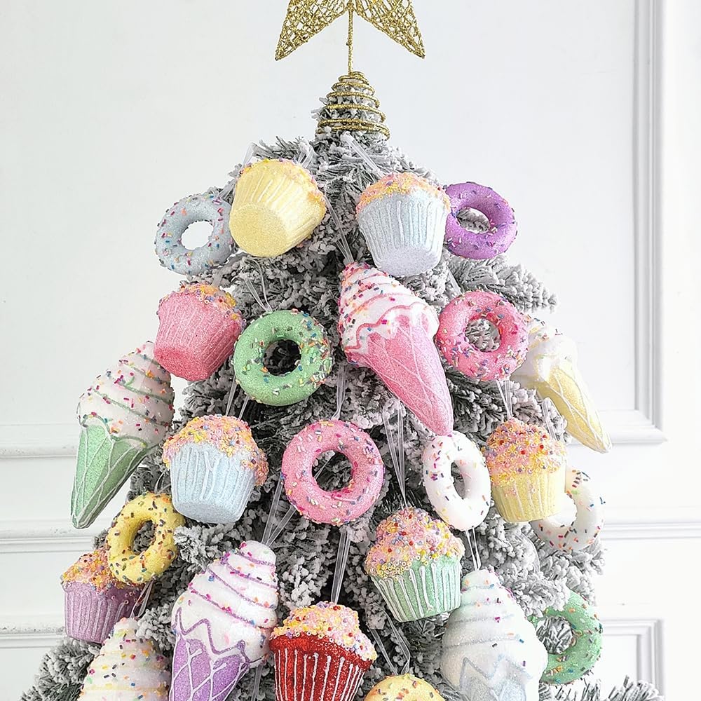 Adornos de decoración de fiesta de helado, 5 piezas de regalo para colgar en el árbol de Navidad, regalo de caramelo, postre de color macarrón,