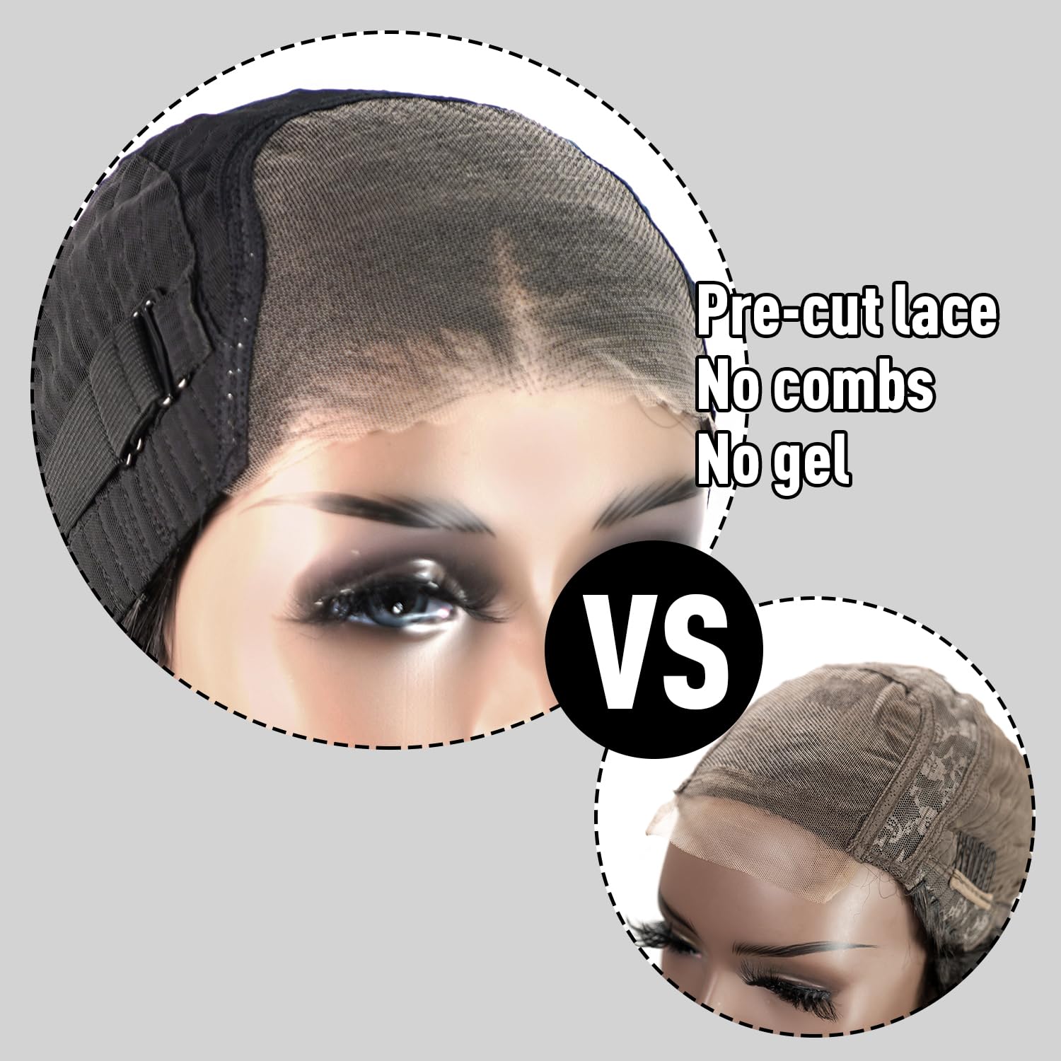 Wear and Go – Peluca de cabello humano lacio sin pegamento, encaje HD precortada de 6 x 4 pulgadas, sin pegamento, pelucas con cierre frontal de