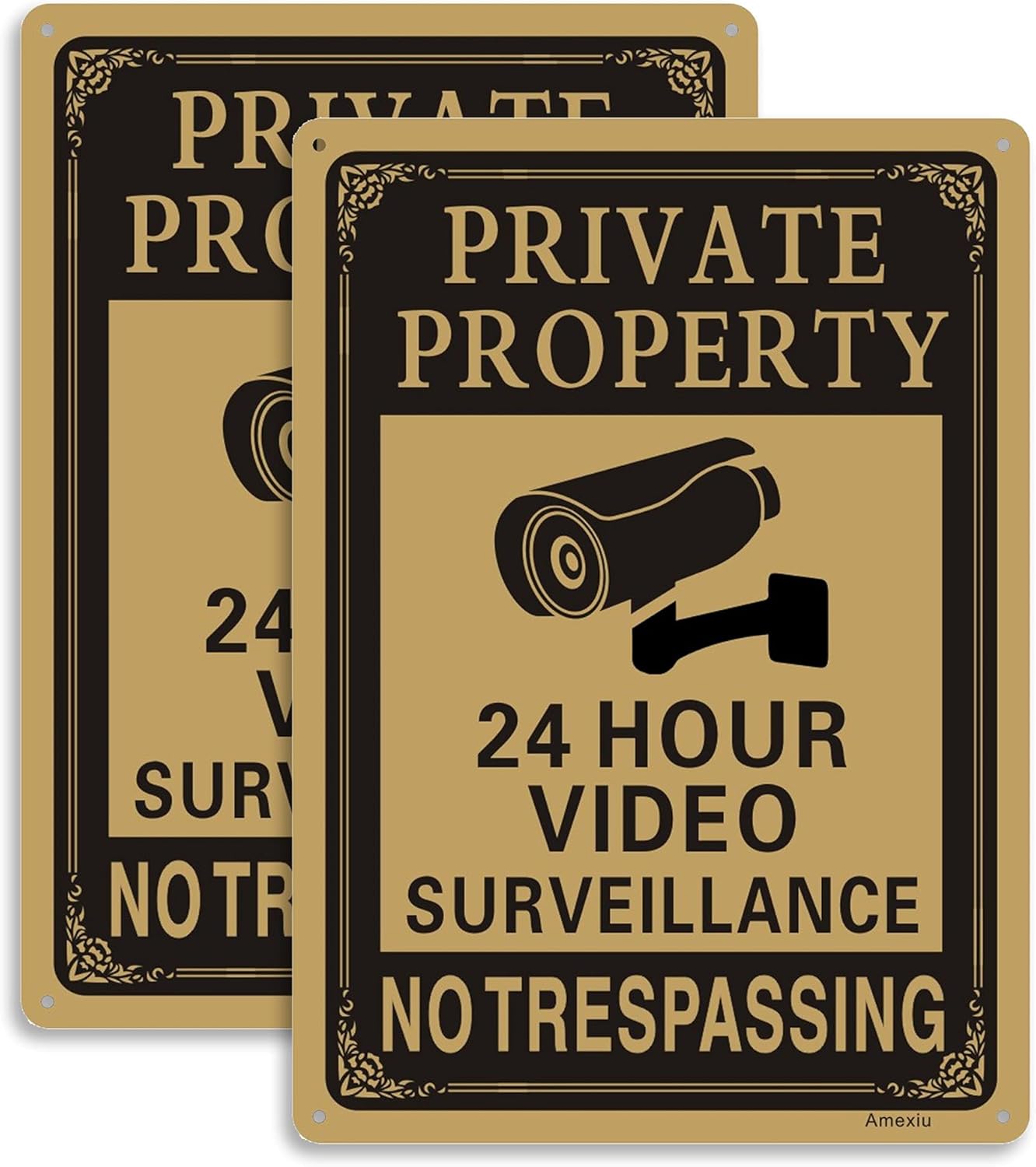 Señal de advertencia de videovigilancia de cámara CCTV de 24 horas de propiedad privada  10 x 7 pulgadas aluminio libre de óxido de fácil montaje
