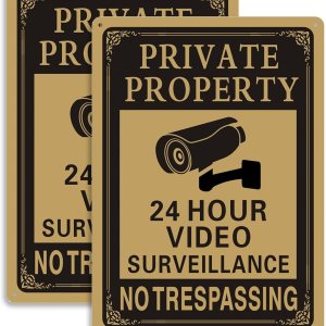 Señal de advertencia de videovigilancia de cámara CCTV de 24 horas de propiedad privada 10 x 7 pulgadas aluminio libre de óxido de fácil montaje Señal de advertencia de videovigilancia de cámara CCTV de 24 horas de propiedad privada 10 x 7 pulgadas aluminio libre de óxido de fácil montaje