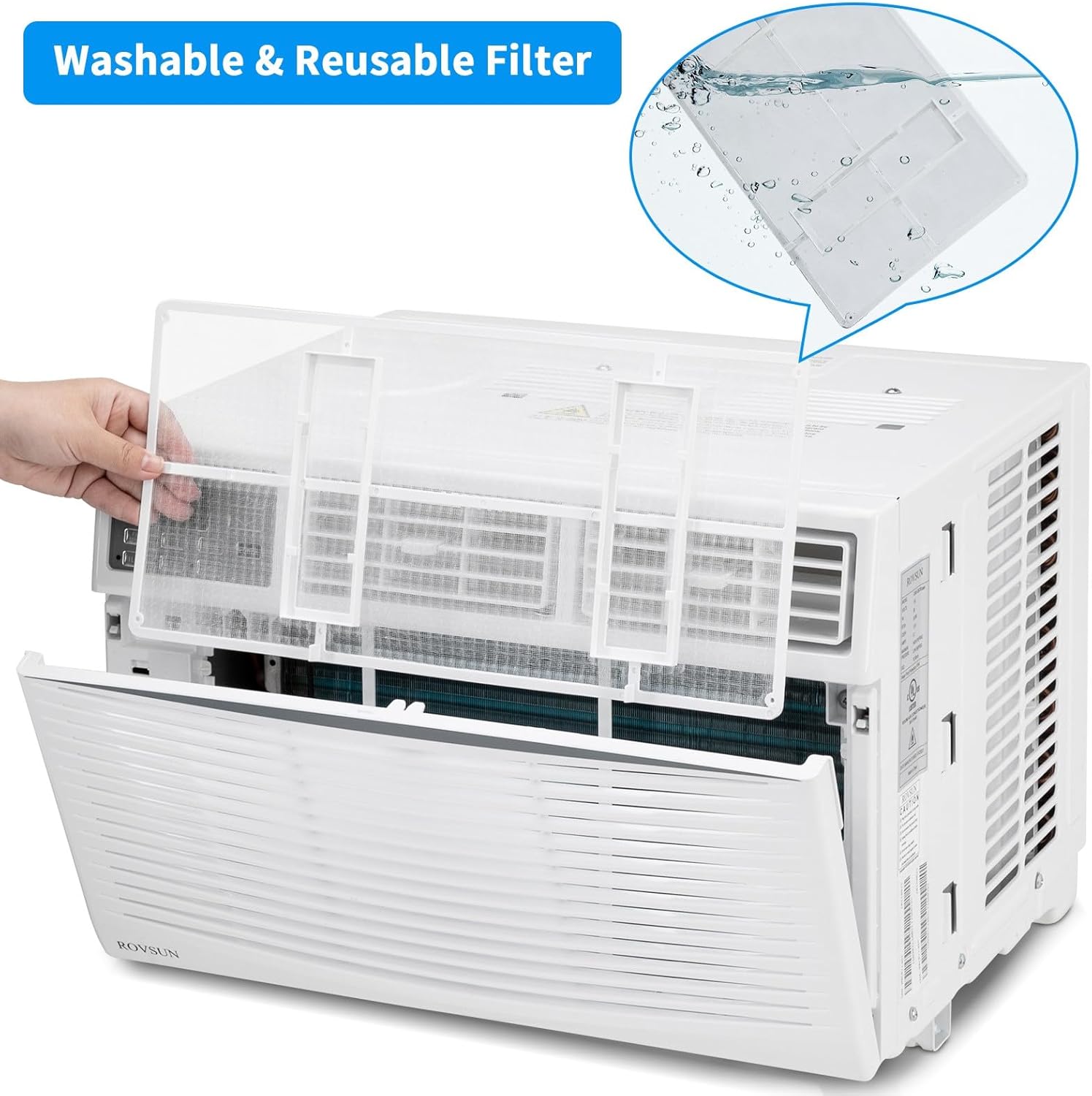 Bonnlo Unidad de ventana de aire acondicionado de 8000 BTU habilitada para WIFI, aire acondicionado de ahorro de energía, unidad de aire