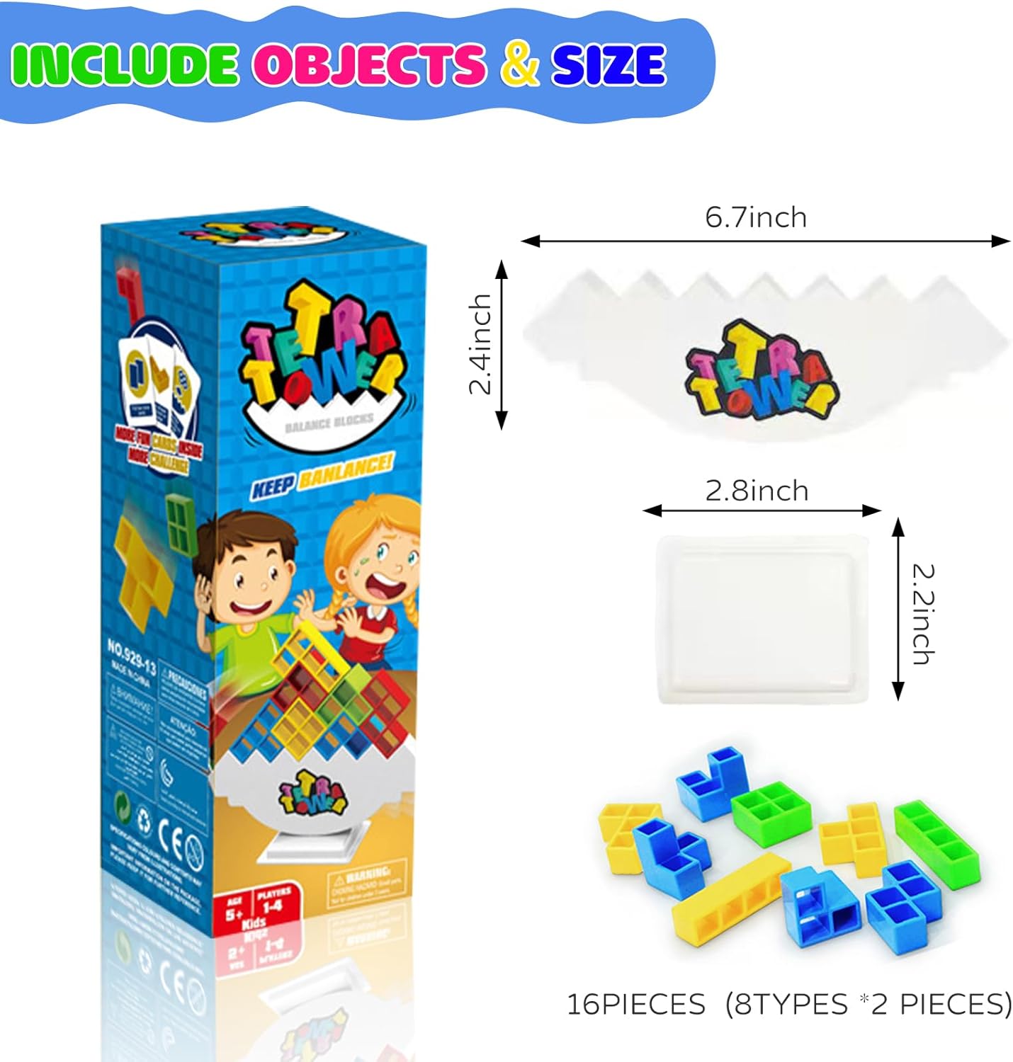 LOYATANK Juego de 16 piezas de Tetra Tower, divertido juego de mesa apilable para niños y adultos, perfecto para la construcción de equipos, fiestas