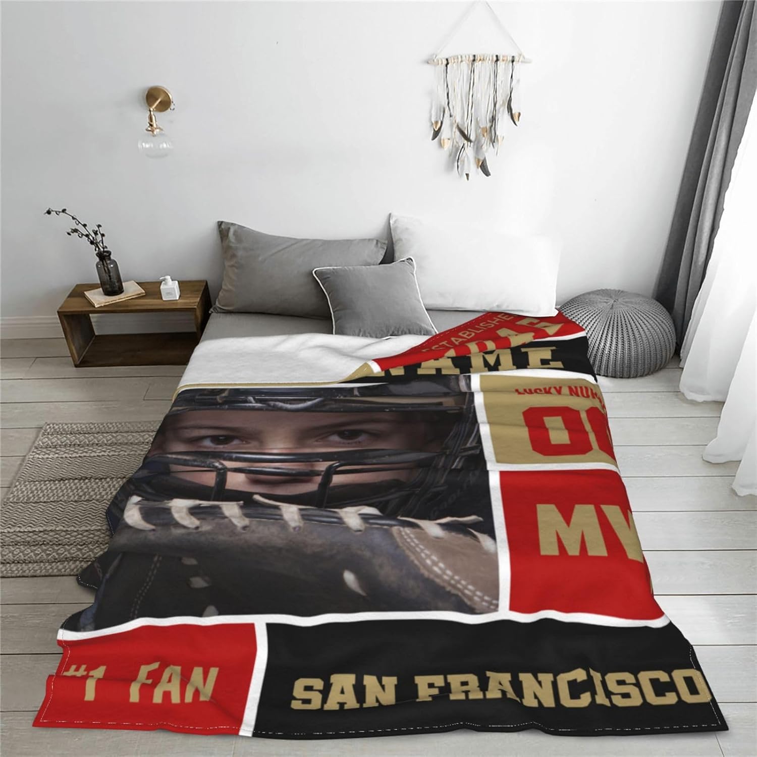 Manta personalizada de San Francisco con foto y número de nombre, manta de franela personalizada para fanáticos del fútbol, regalo conmemorativo