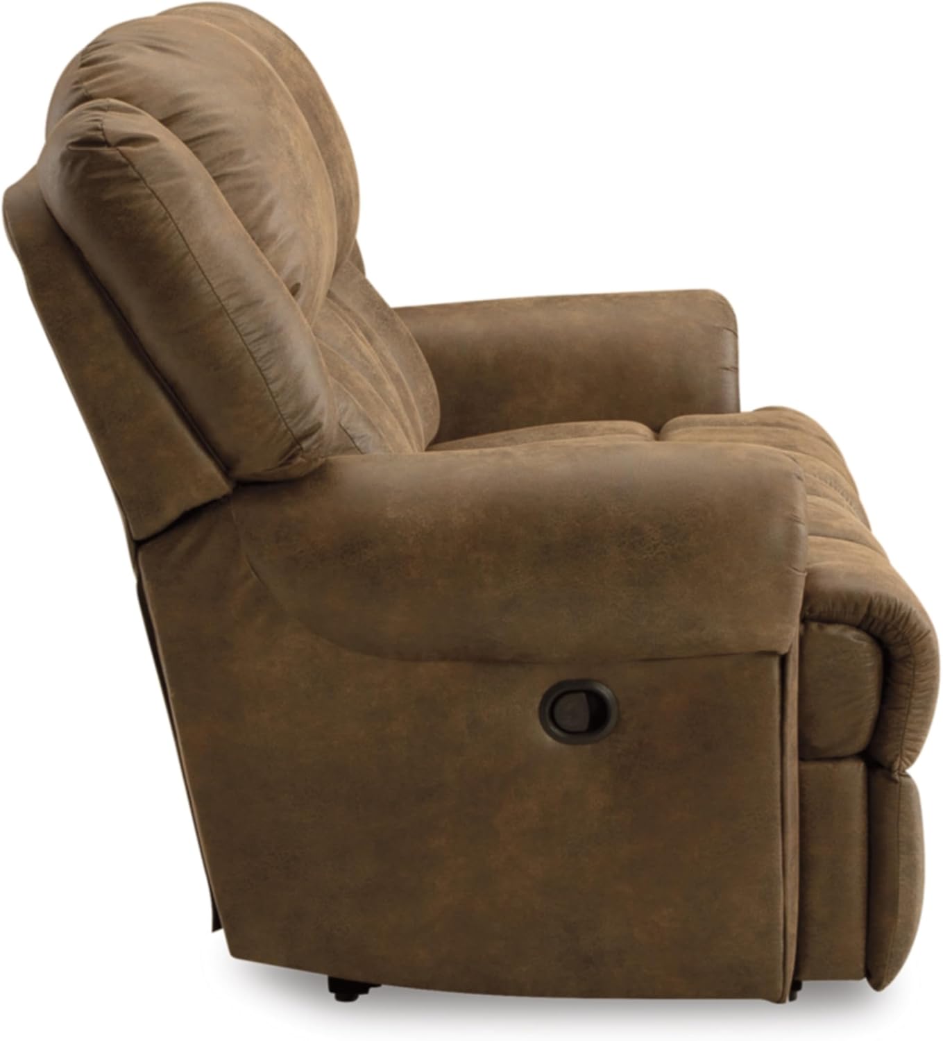 Signature Design by Ashley Boothbay Classic – Sofá biplaza reclinable manual de piel sintética, color marrón oscuro