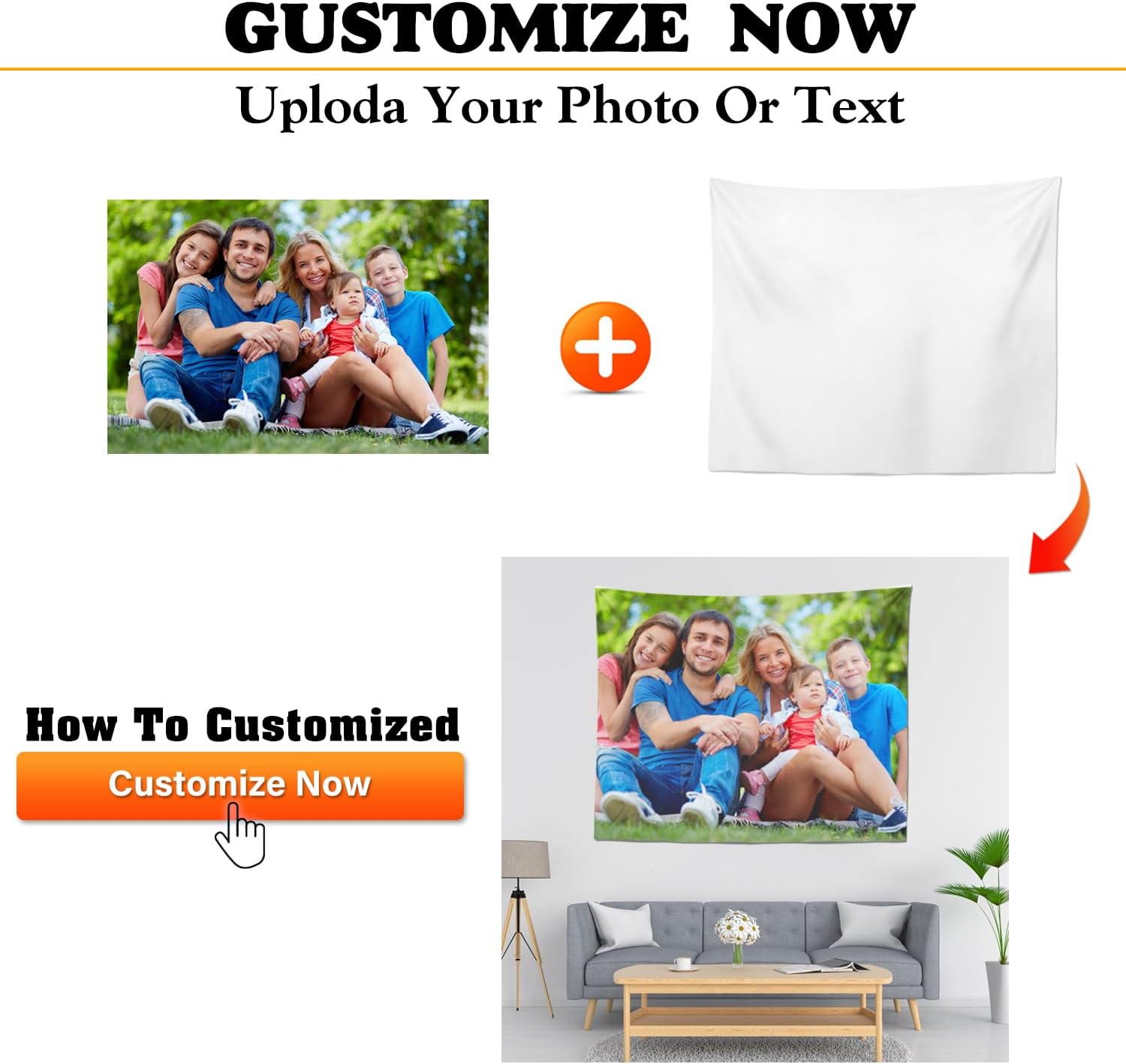 SCMYK Tapiz personalizado para cargar imágenes para colgar en la pared, tapiz personalizado para regalos de vacaciones, tapiz personalizado con foto