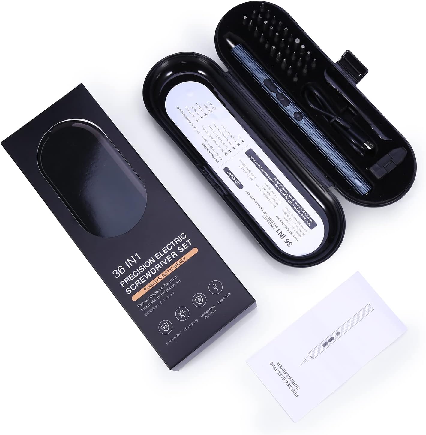 KeeKit Destornillador eléctrico de precisión, destornillador eléctrico portátil 36 en 1 con 30 bits, kits de herramientas de reparación recargables