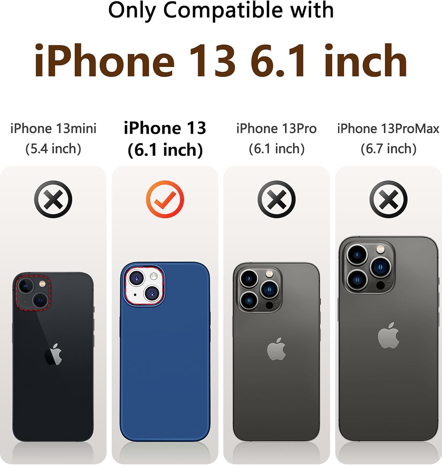 Funda 5 en 1 para iPhone 13 de 6.1 pulgadas, con 2 protectores de pantalla + 2 protectores de lente de cámara, funda protectora delgada de silicona