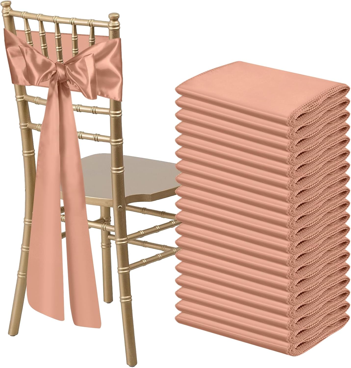 50 cintas universales de satén de color oro rosa para silla, lazos traseros para bodas, fiestas, recepciones, eventos, banquetes, hoteles, eventos,