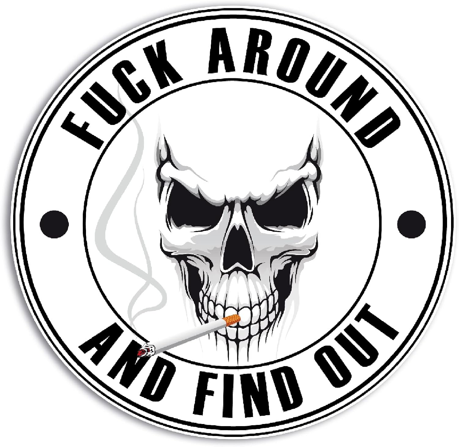 Paquete de 5 calcomanías de calavera con texto en inglés “Fuck Around and Find Out” de 6.1 x 5.9 pulgadas  Letrero extraíble para ventana de auto,